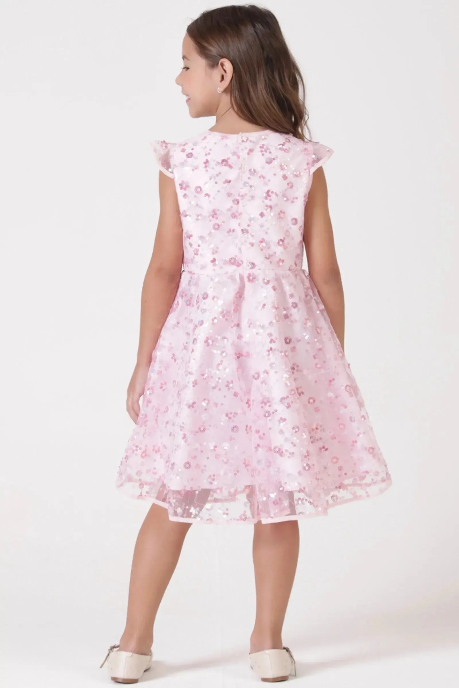 Vestido em Tule Bordado Paetê 90417 Kukiê Infantil Menina