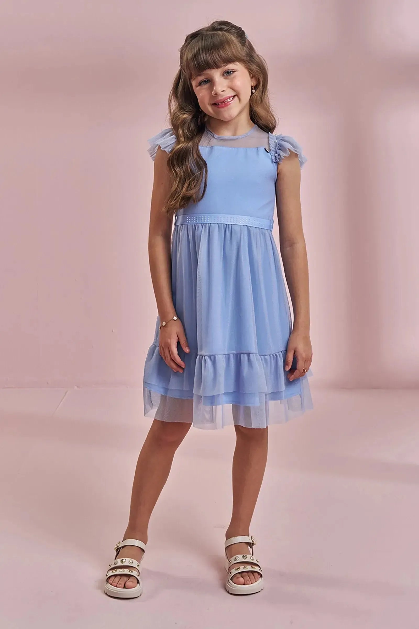 Vestido em Tule com Elastano 96522 Kukiê Infantil Menina