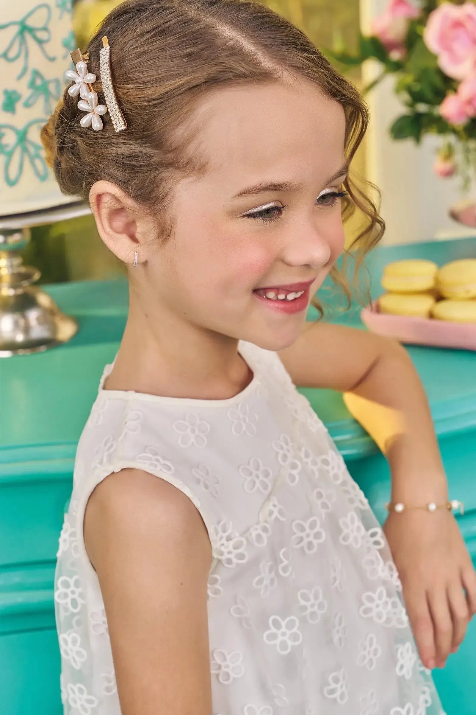 Vestido em Tule Flocado 83191 Kukiê Infantil Menina