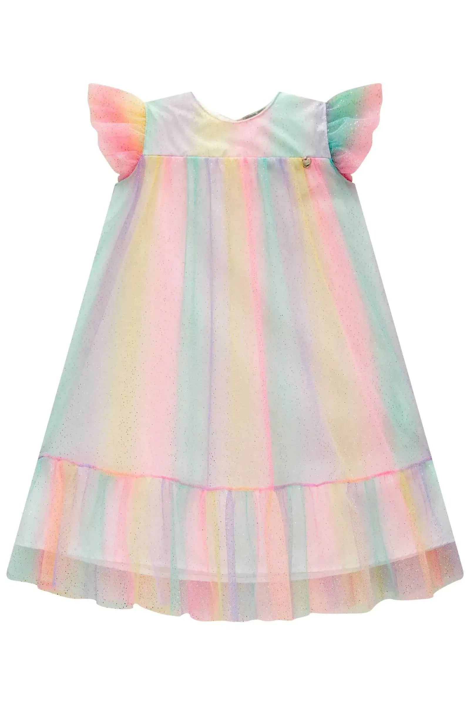 Vestido em Tule Foil Degradê 87219 Infanti Infantil Menina