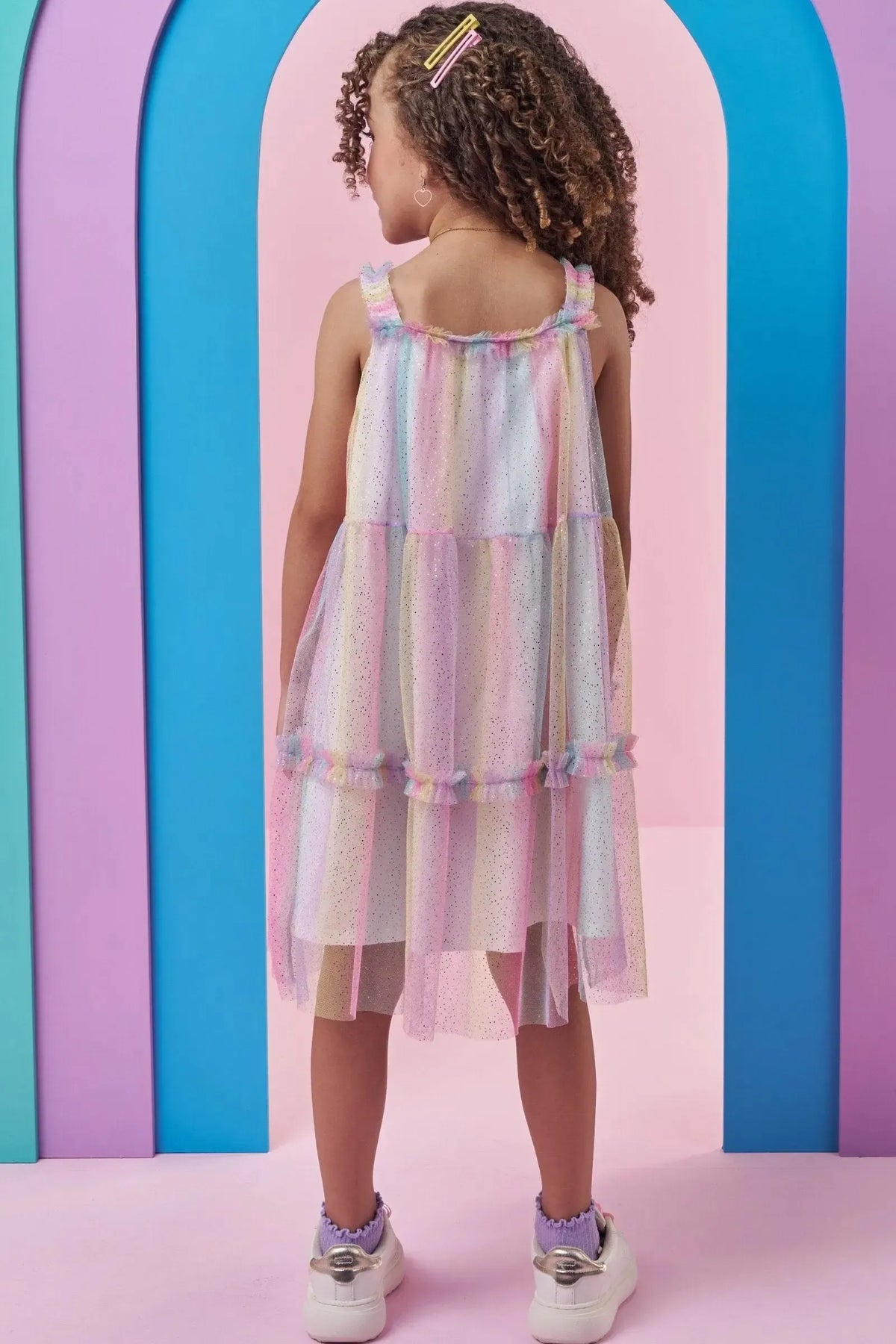 Vestido em Tule Foil Degradê 99637 Kukiê Infantil Menina