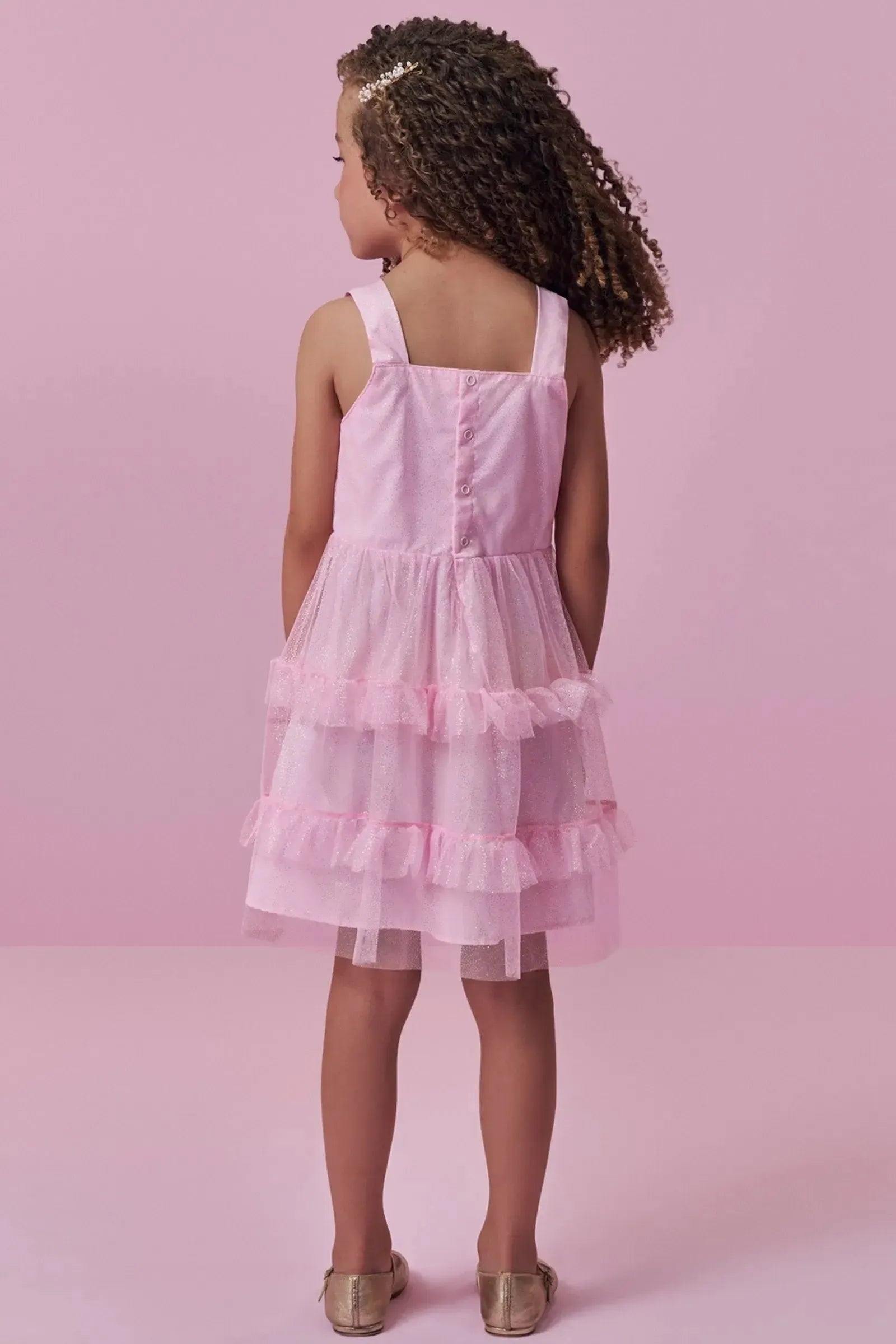 Vestido em Tule Glitter 98850 Kukiê Infantil Menina