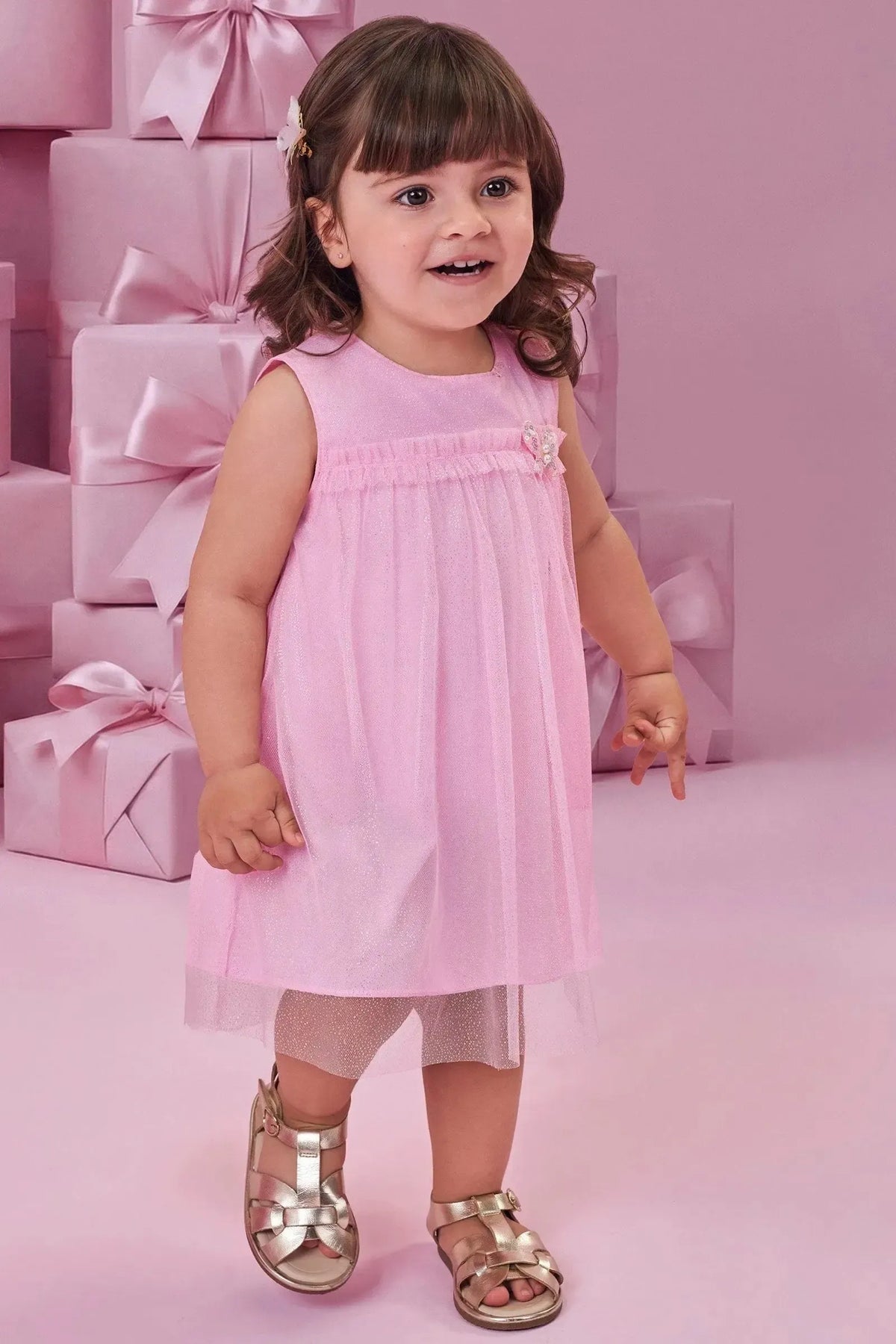 Vestido em Tule Glitter 98853 Kukiê Bebê Menina