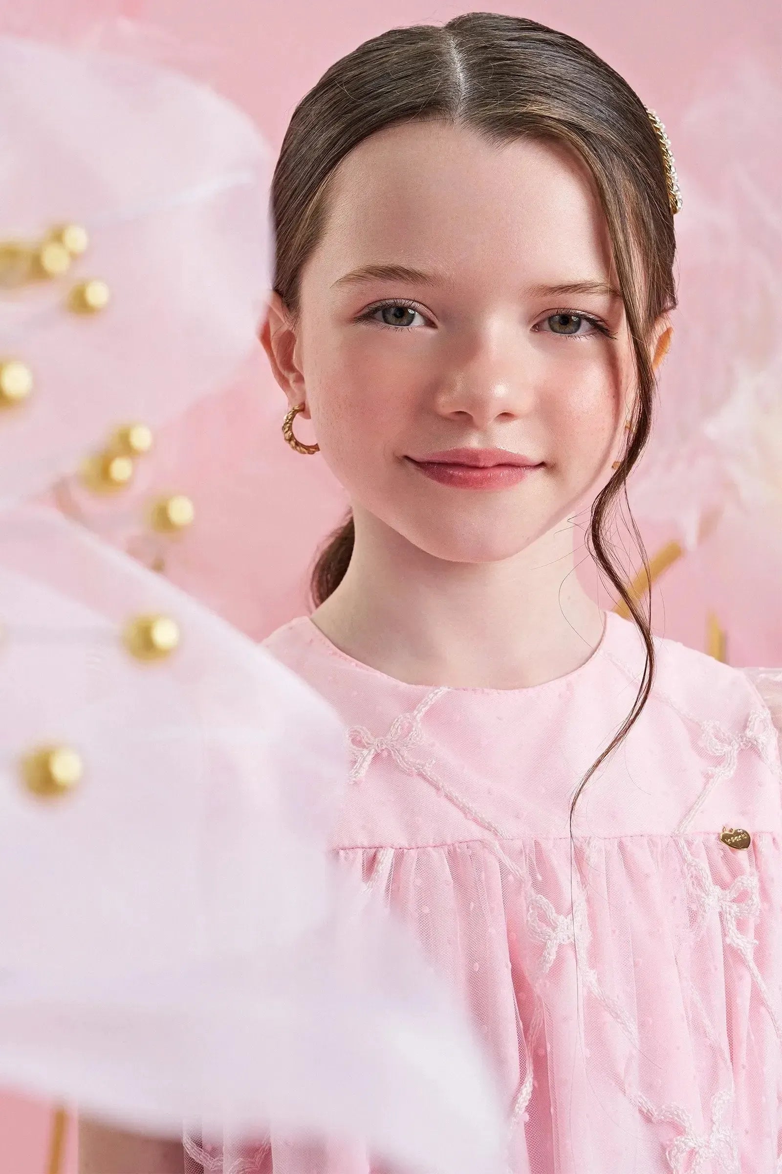 Vestido em Tule Laços 84009 Infanti Infantil Menina