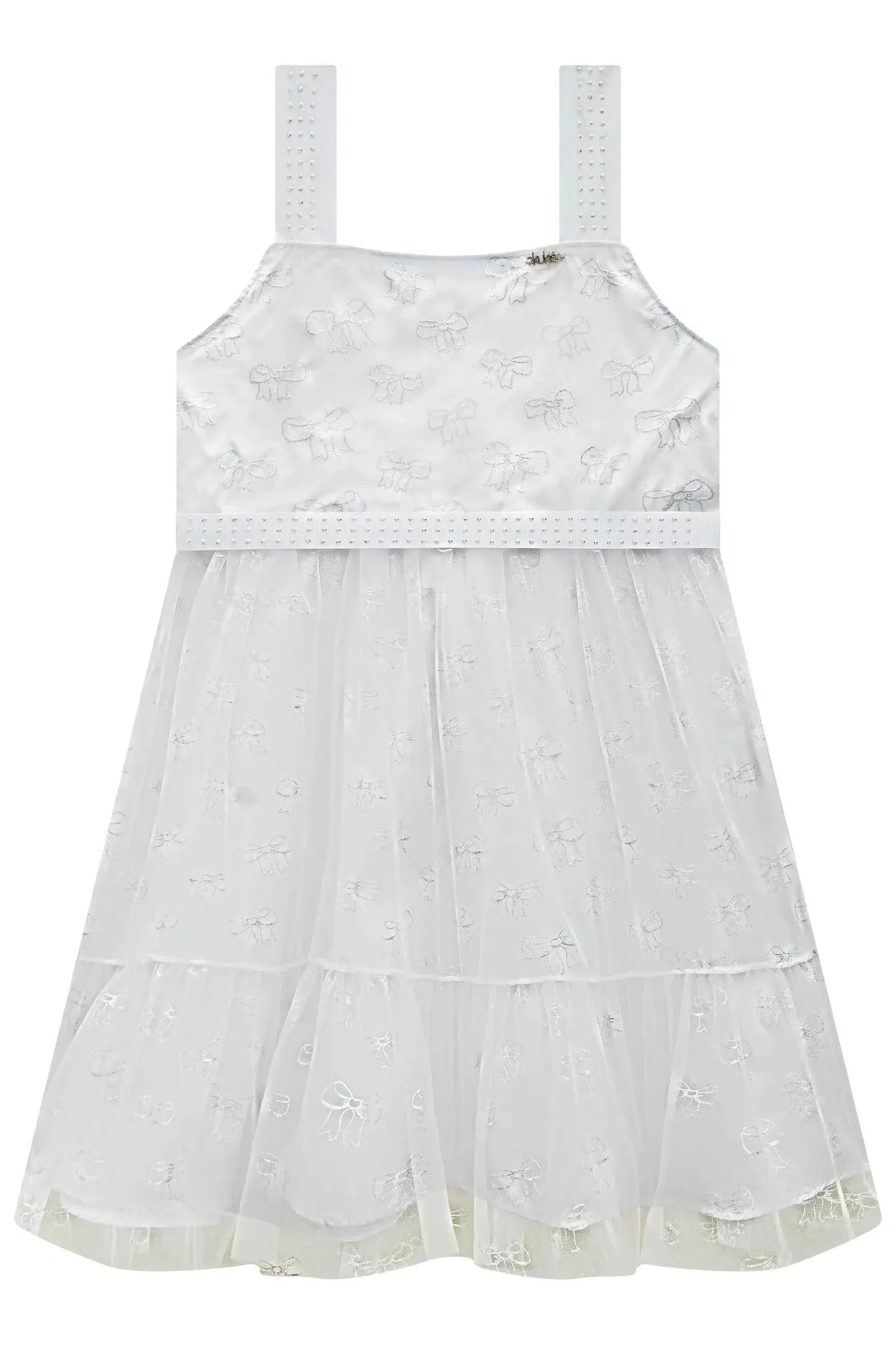Vestido em Tule Laços Foil 98844 Kukiê Infantil Menina