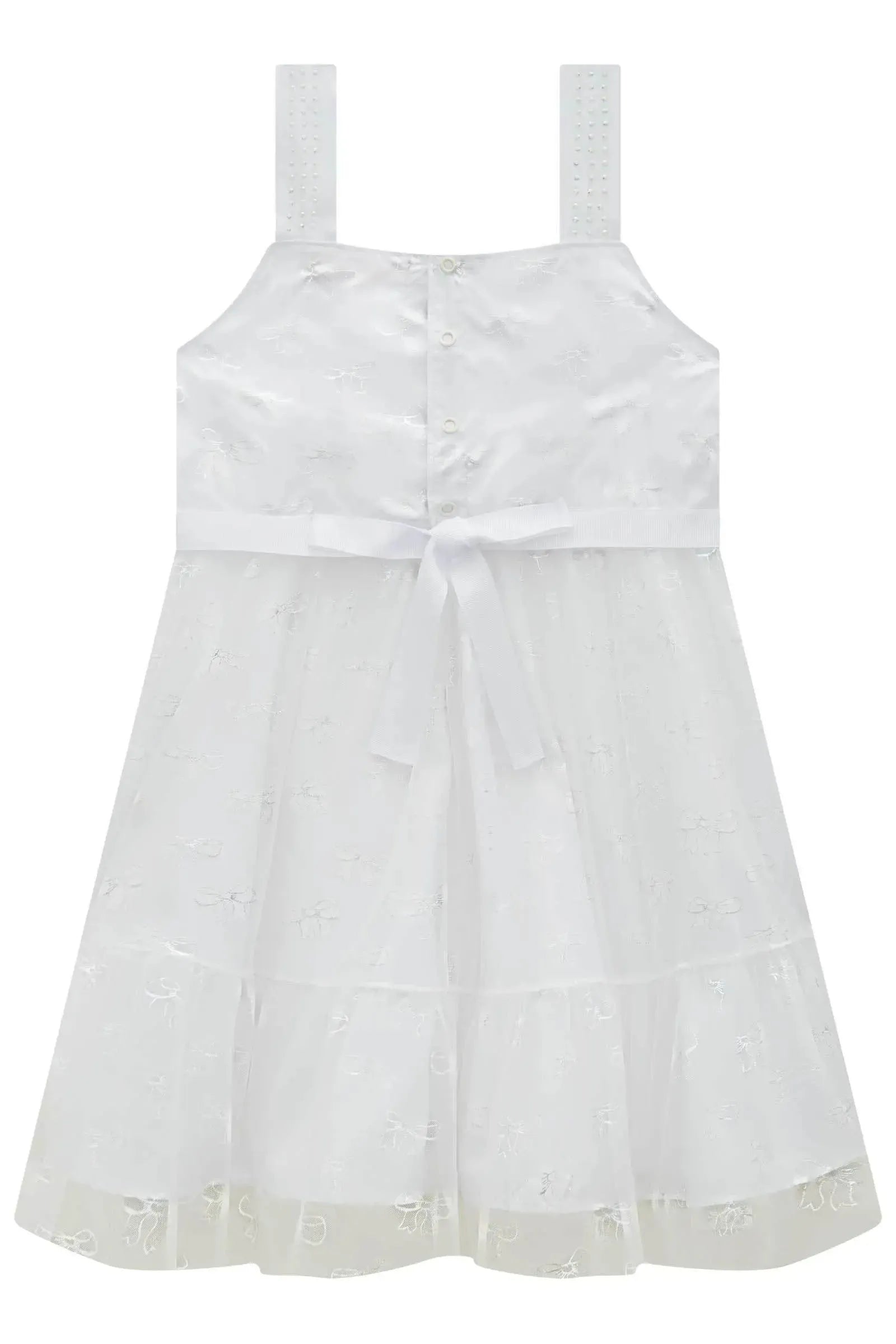 Vestido em Tule Laços Foil 98844 Kukiê Infantil Menina