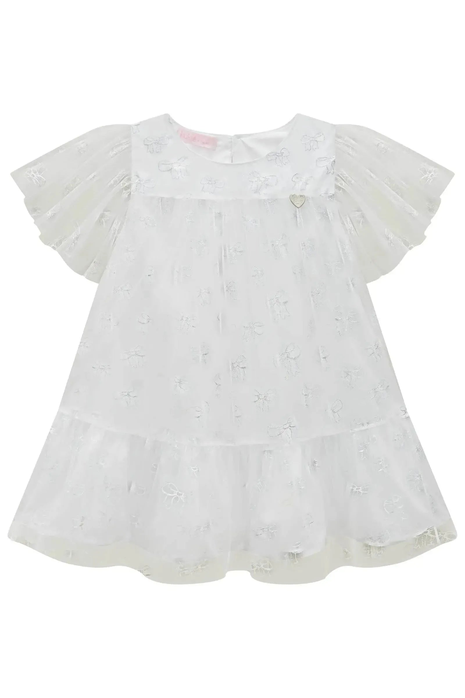Vestido em Tule Laços Foil 98857 Kukiê Bebê Menina