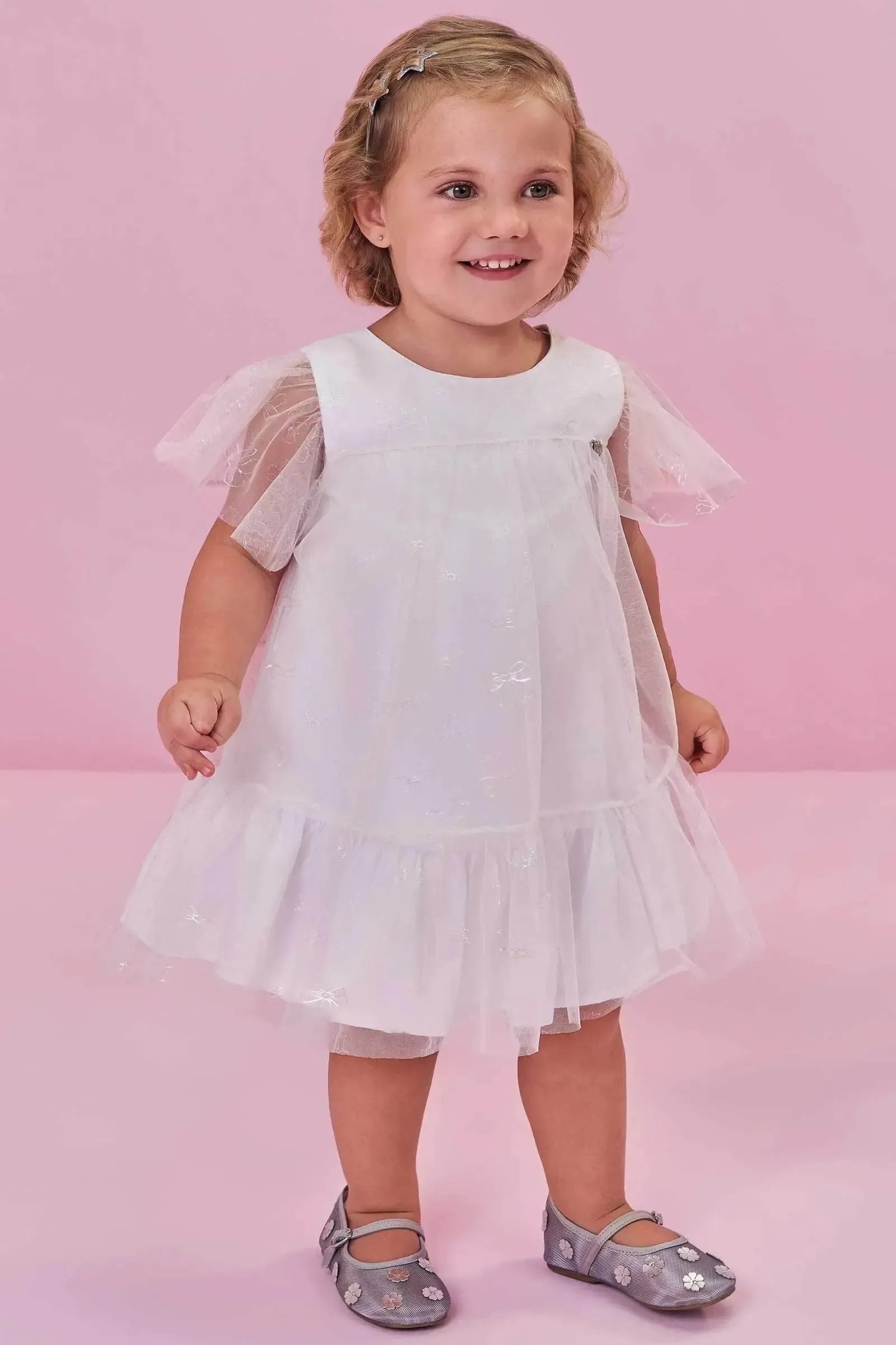 Vestido em Tule Laços Foil 98857 Kukiê Bebê Menina