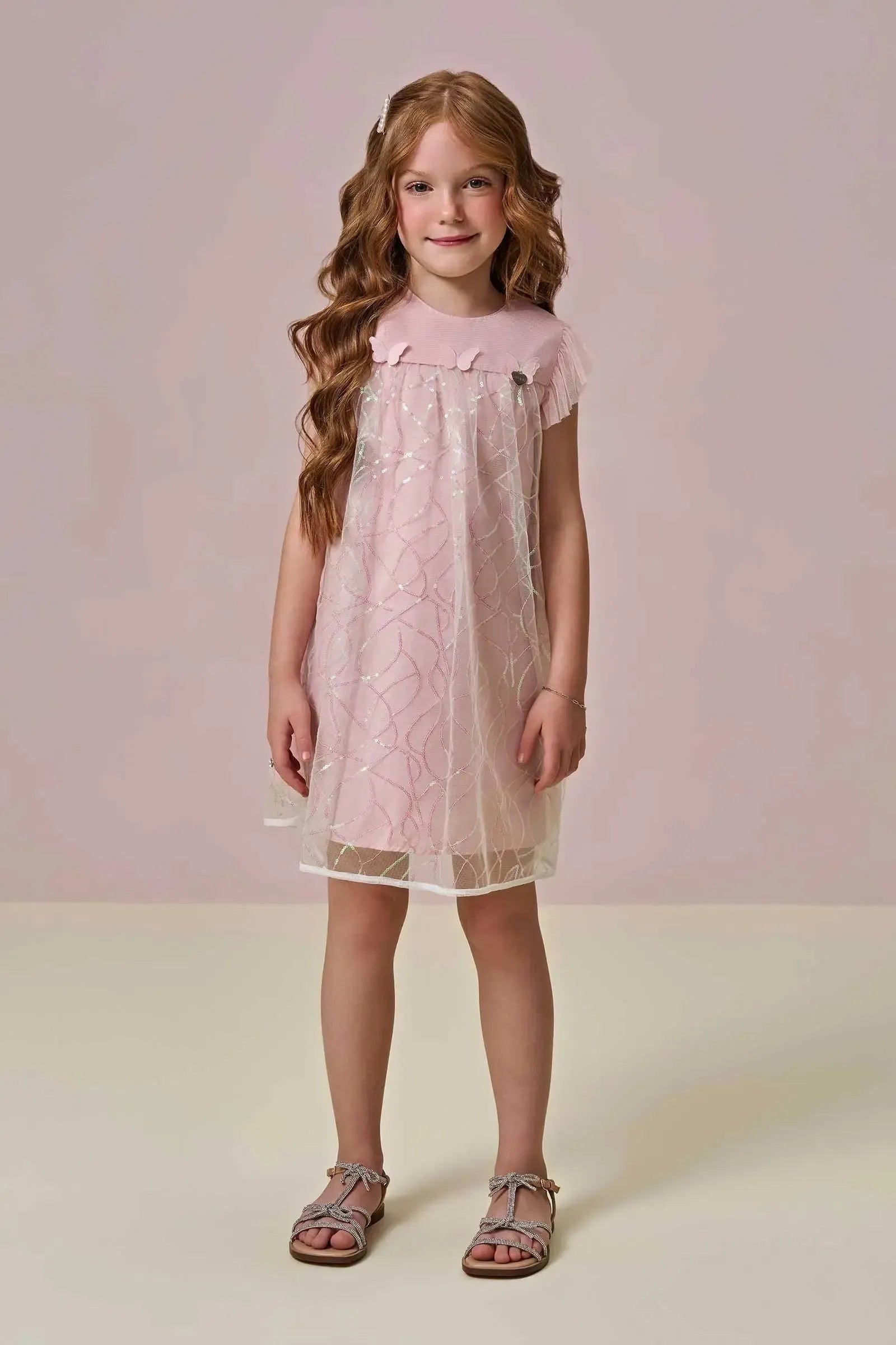 Vestido em Tule Paetê 95862 Infanti Infantil Menina