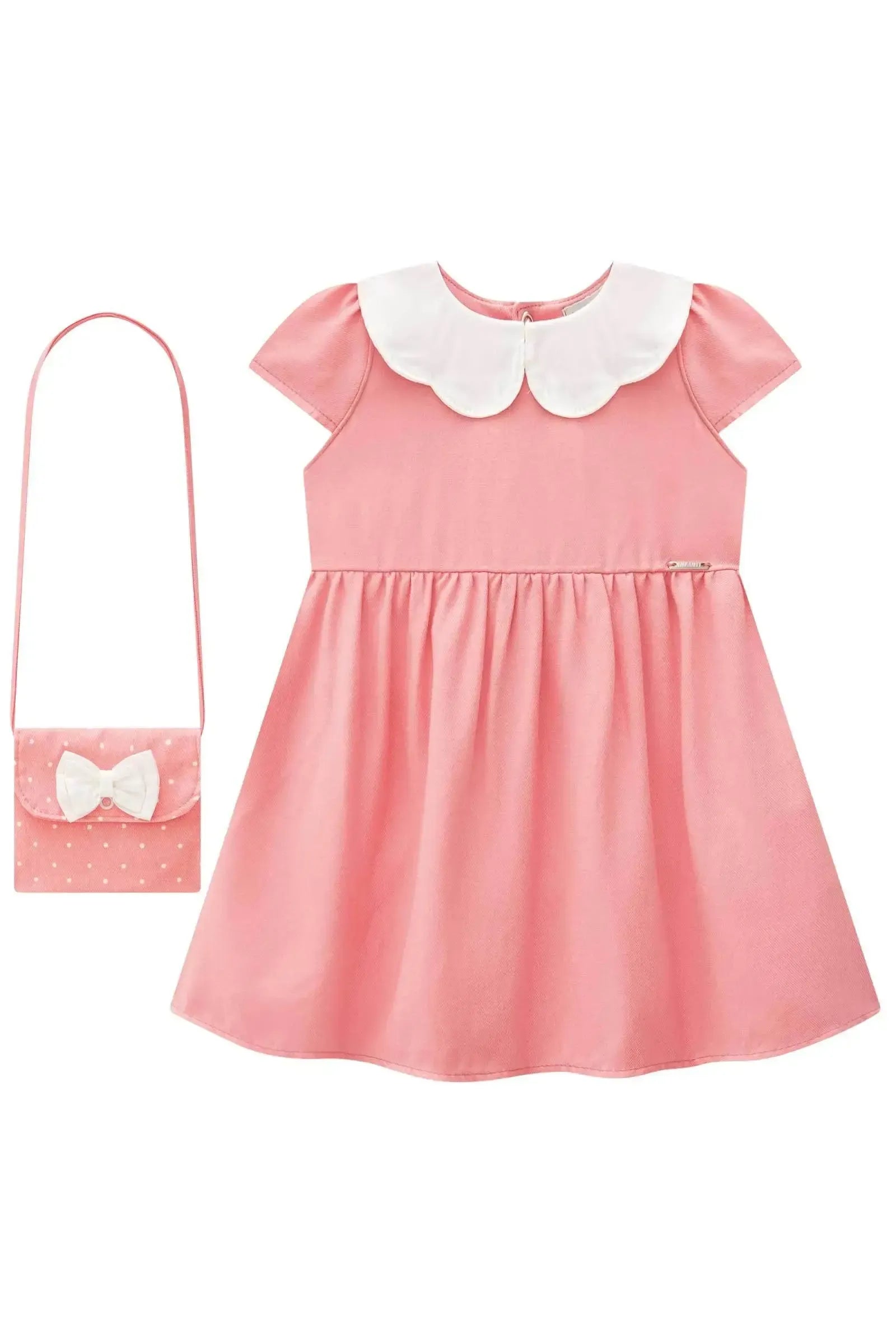 Vestido em Twill Rayon (acompanha Bolsa) 87110 Infanti Bebê Menina
