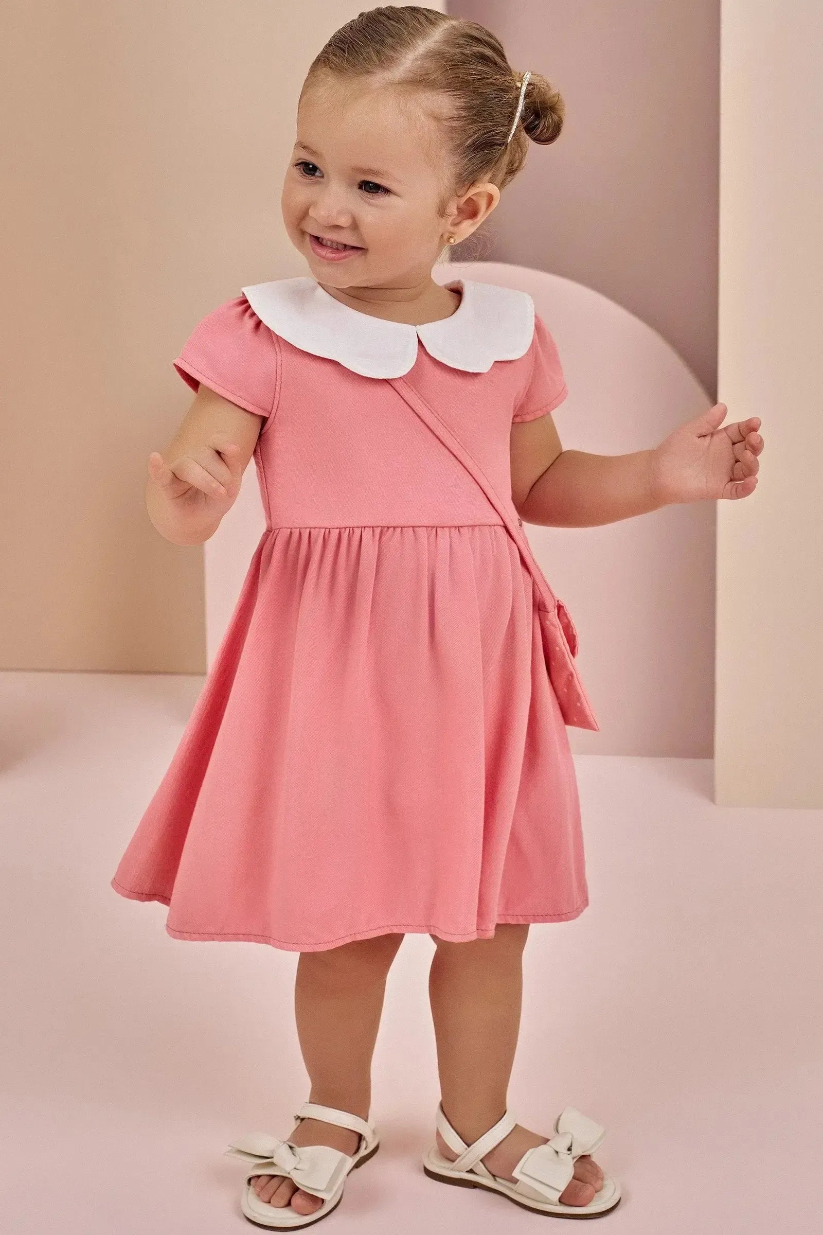 Vestido em Twill Rayon (acompanha Bolsa) 87110 Infanti Bebê Menina