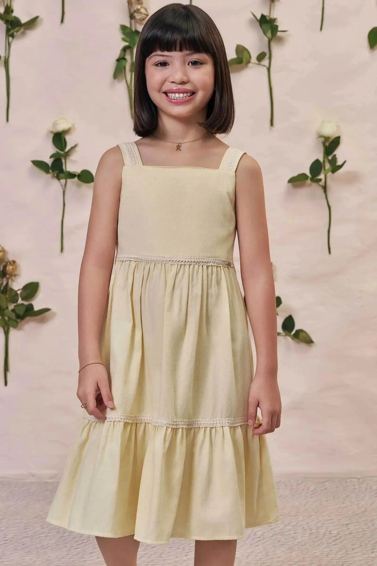 Vestido em Viscolinho Sarjado 98298 Kukiê Infantil Menina