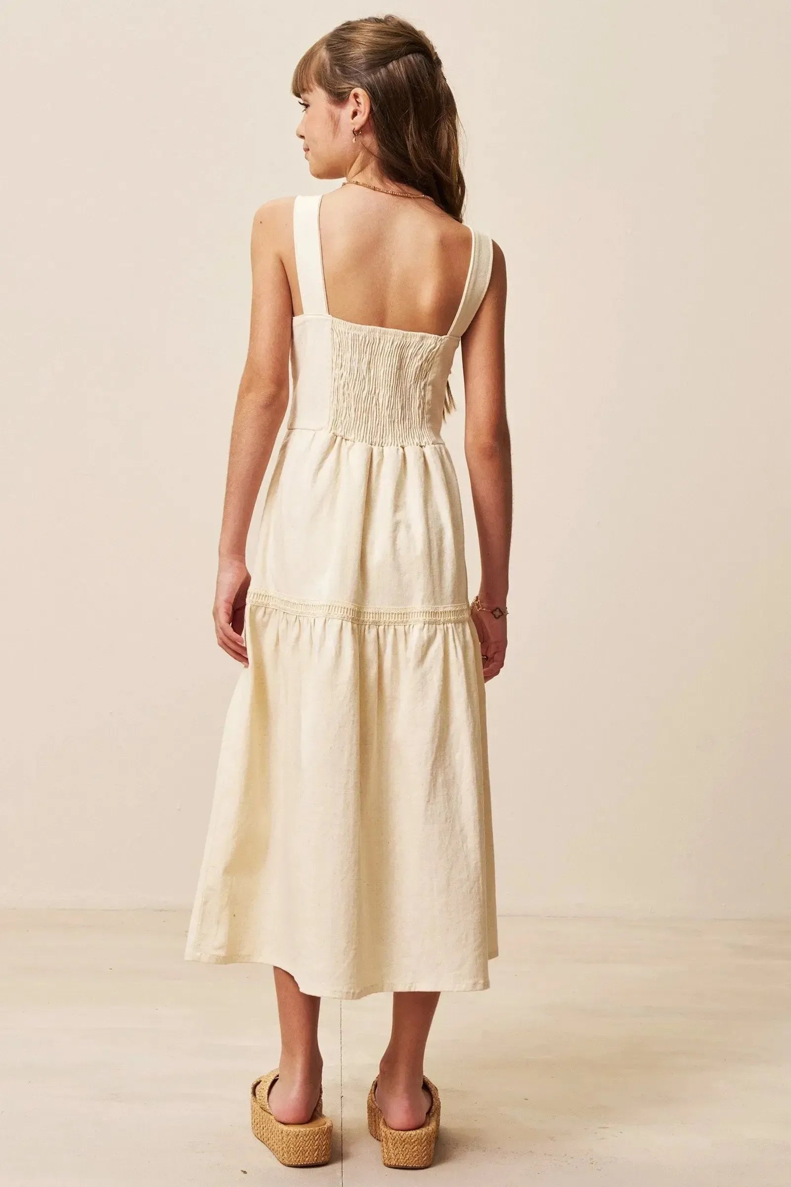 Vestido Midi em Linho com Elastano 94427 Vic&Vicky Teen Menina