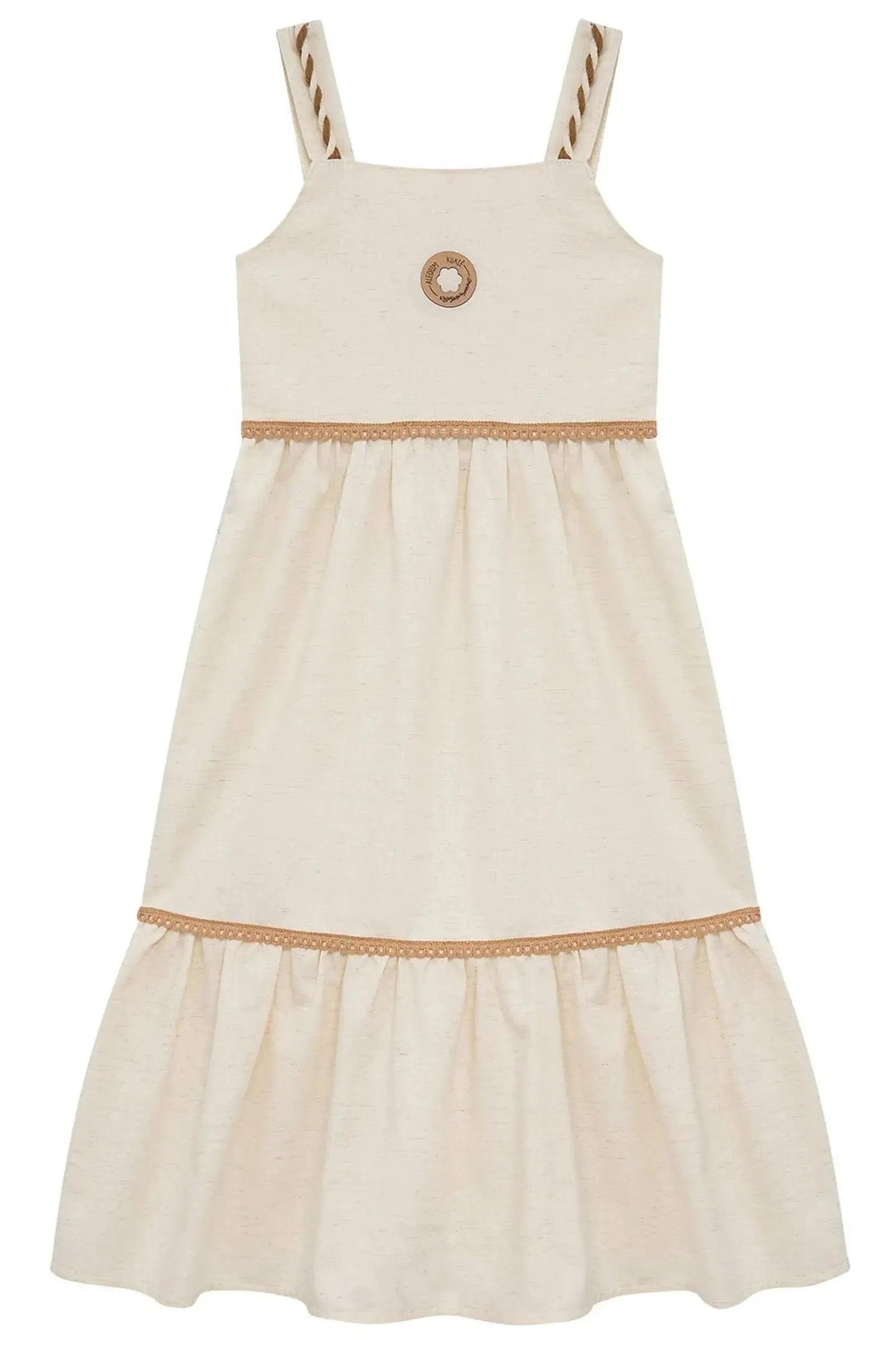 Vestido Midi em Linho Deluxe 94261 Kukiê Infantil Menina