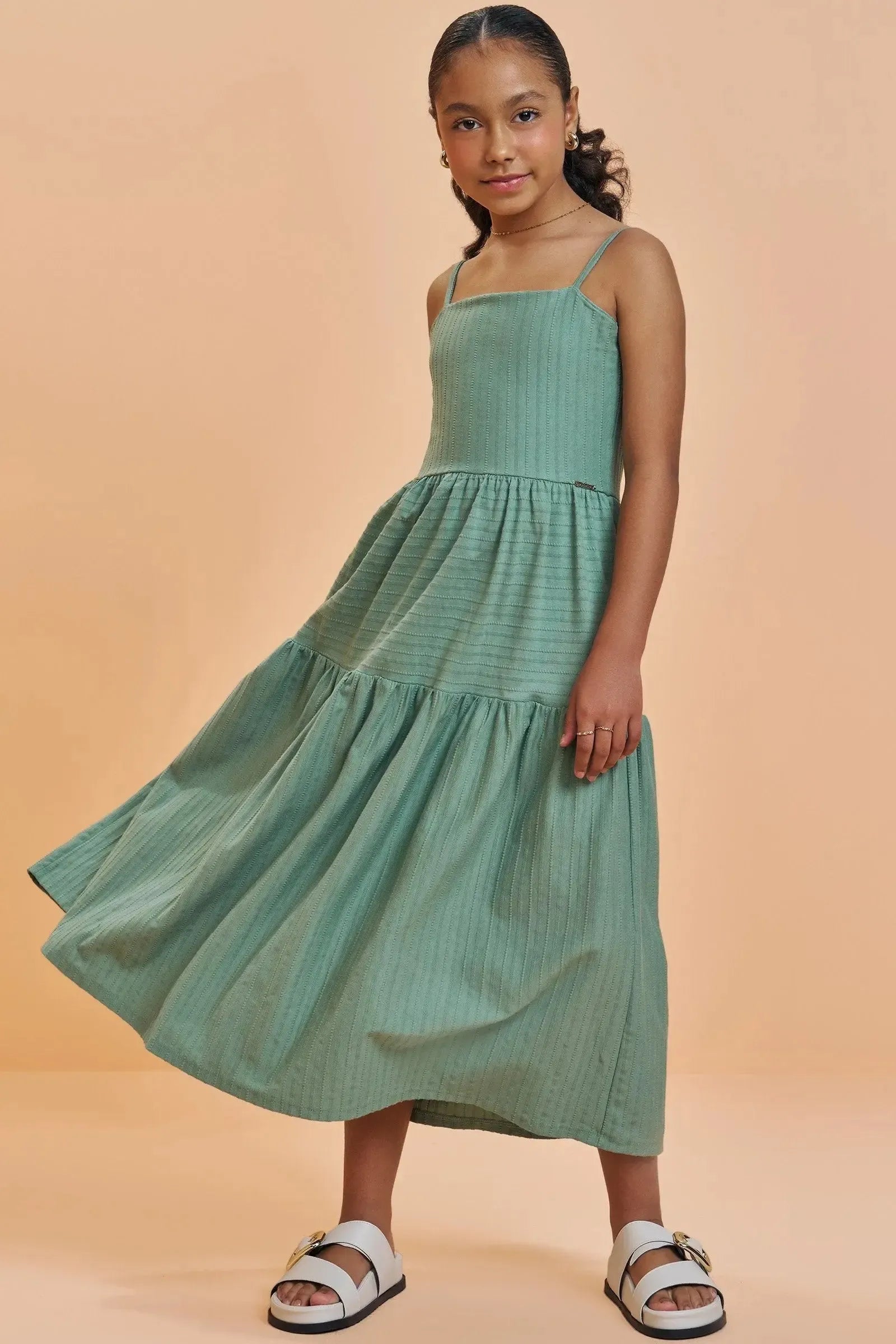 Vestido Midi em Malha Texturizada 92726 Vic&Vicky Teen Menina