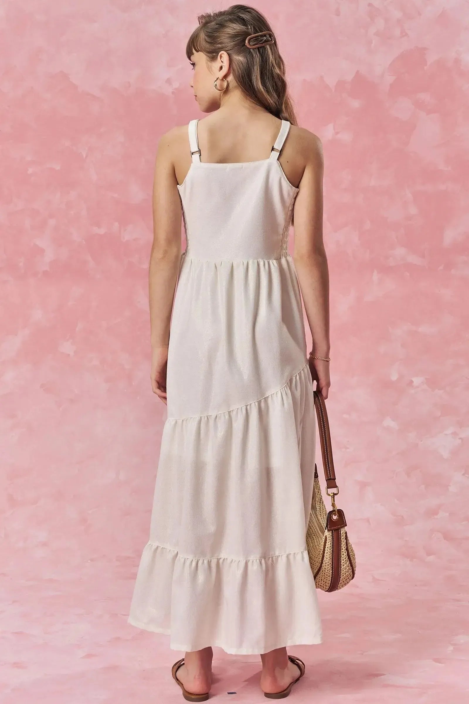 Vestido New Midi em Linho Gold 83679 Vic&Vicky Teen Menina