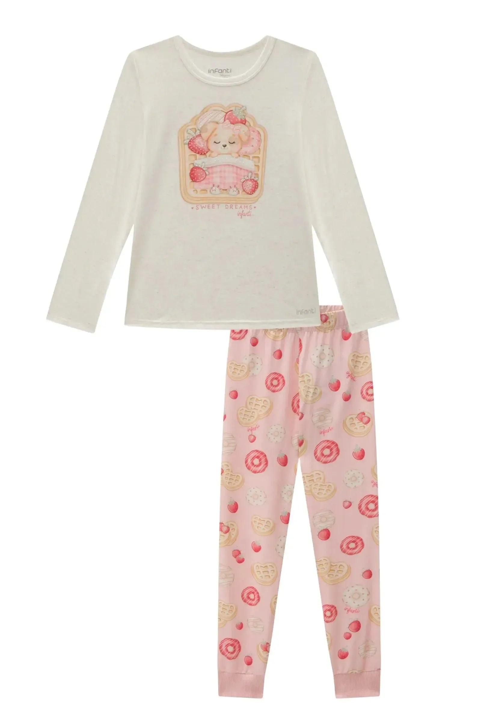 Conjunto de Pijama de Blusa com Calça em Malha Comfy 89634 Infanti Infantil Menina