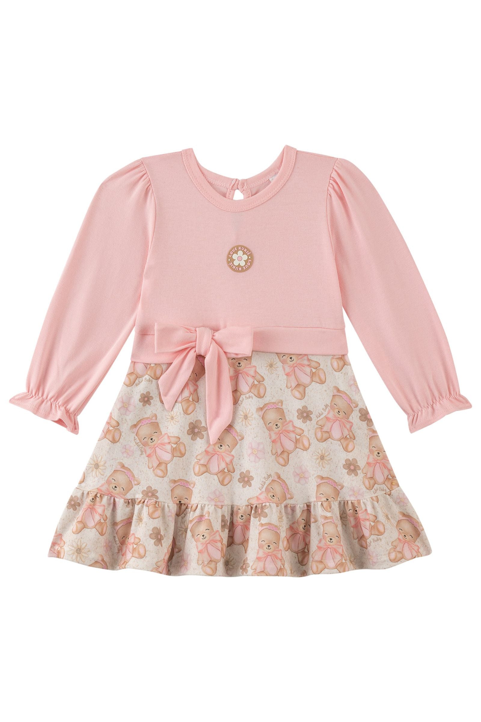 Vestido em Cotton e Malha Power 90942 Kukiê Bebê Menina