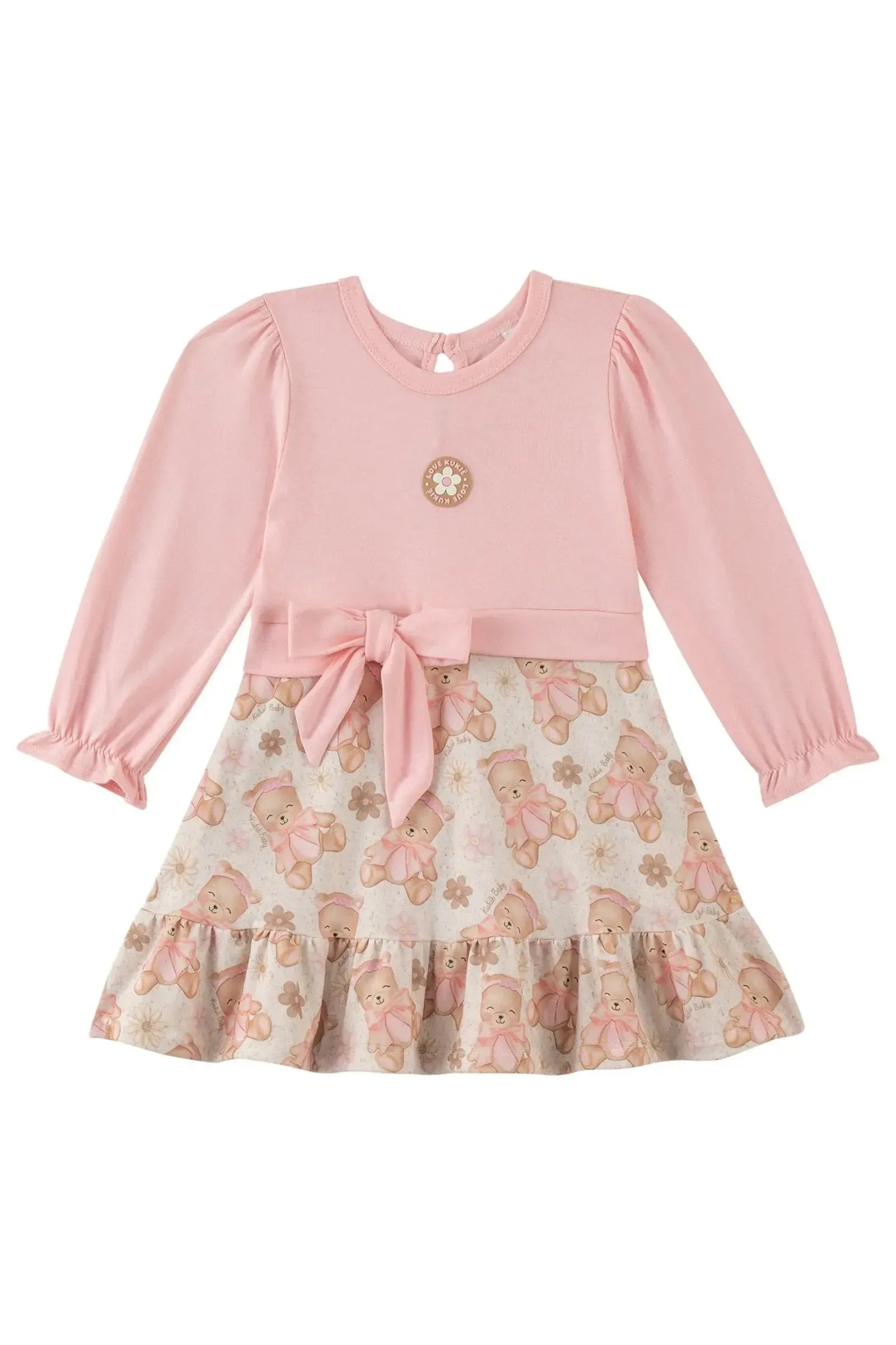 Vestido em Cotton e Malha Power 90942 Kukiê Bebê Menina