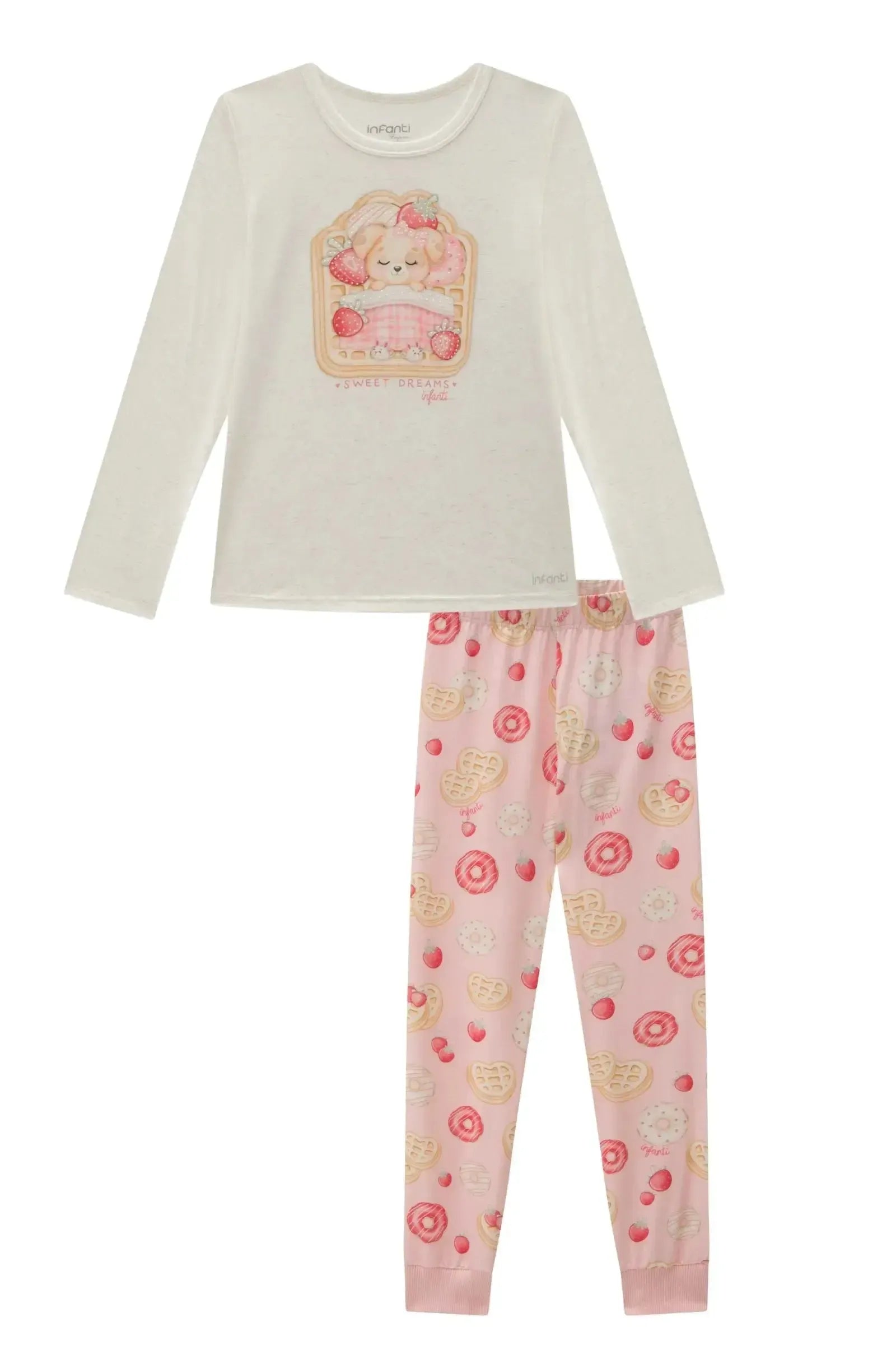 Conjunto de Pijama de Blusa com Calça em Malha Comfy 89634 Infanti Infantil Menina