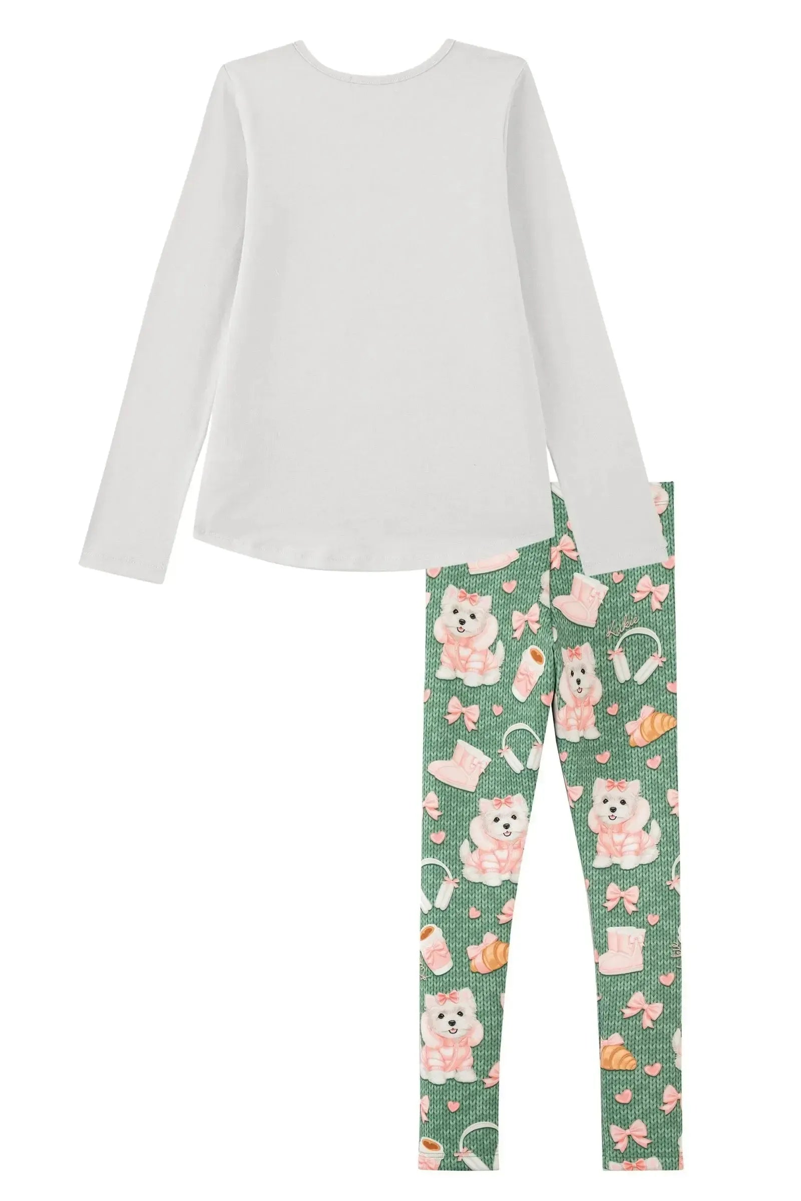 Conjunto de Blusa Alongada em Cotton e Calça Legging em Fly Tech 90303 Kukiê Infantil Menina