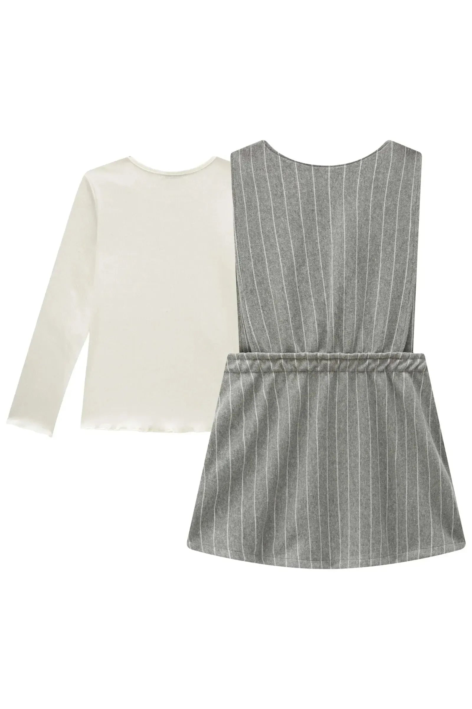 Conjunto de Blusa em Canelado Liz e Salopete em Malhão Listrado 90335 Infanti Infantil Menina