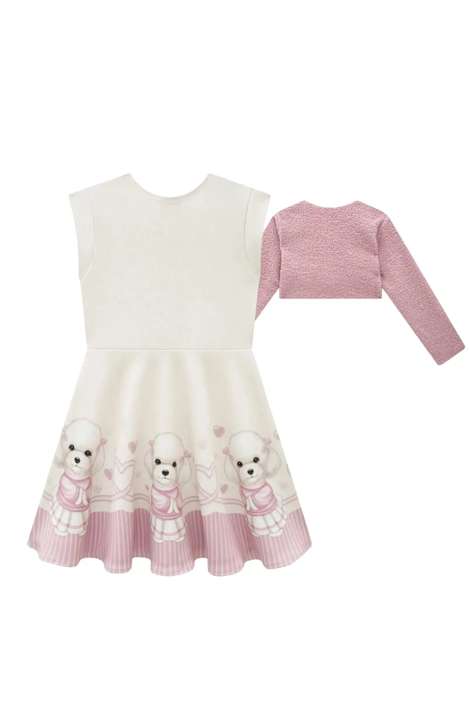 Vestido em Fly Tech com Bolero em Pelo Durban 92680 Infanti Infantil Menina
