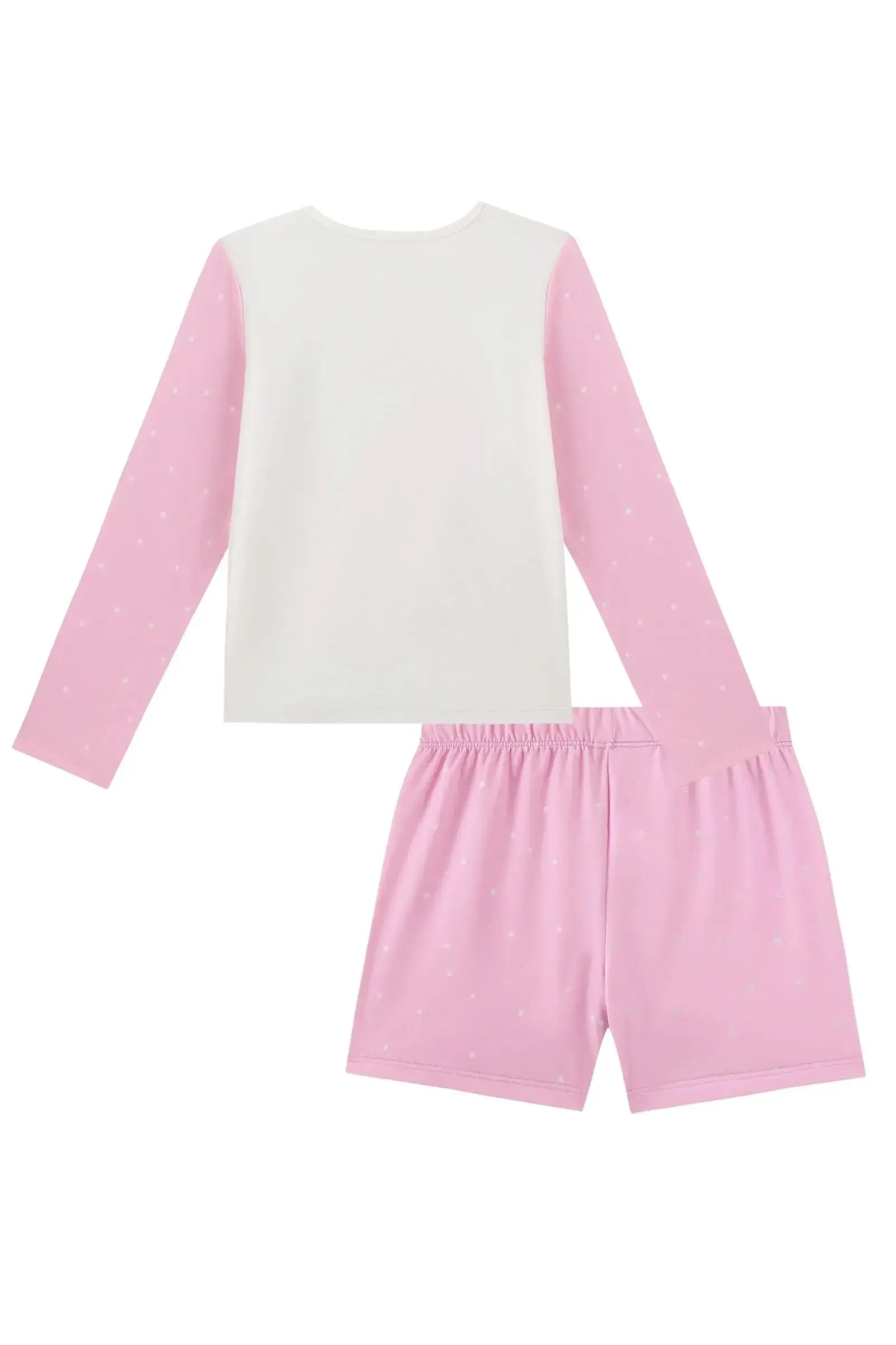Conjunto de Pijama de Blusa e Shorts em Malha Comfy 89270 Kukiê Infantil Menina