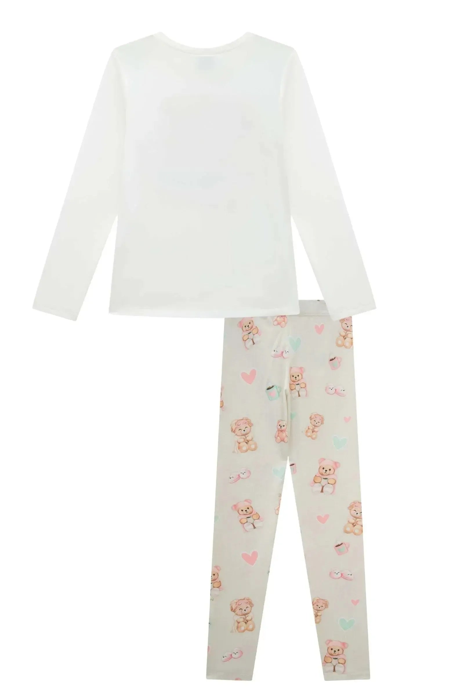 Conjunto de Pijama de Blusa e Calça Legging em Malha Comfy 89636 Infanti Infantil Menina
