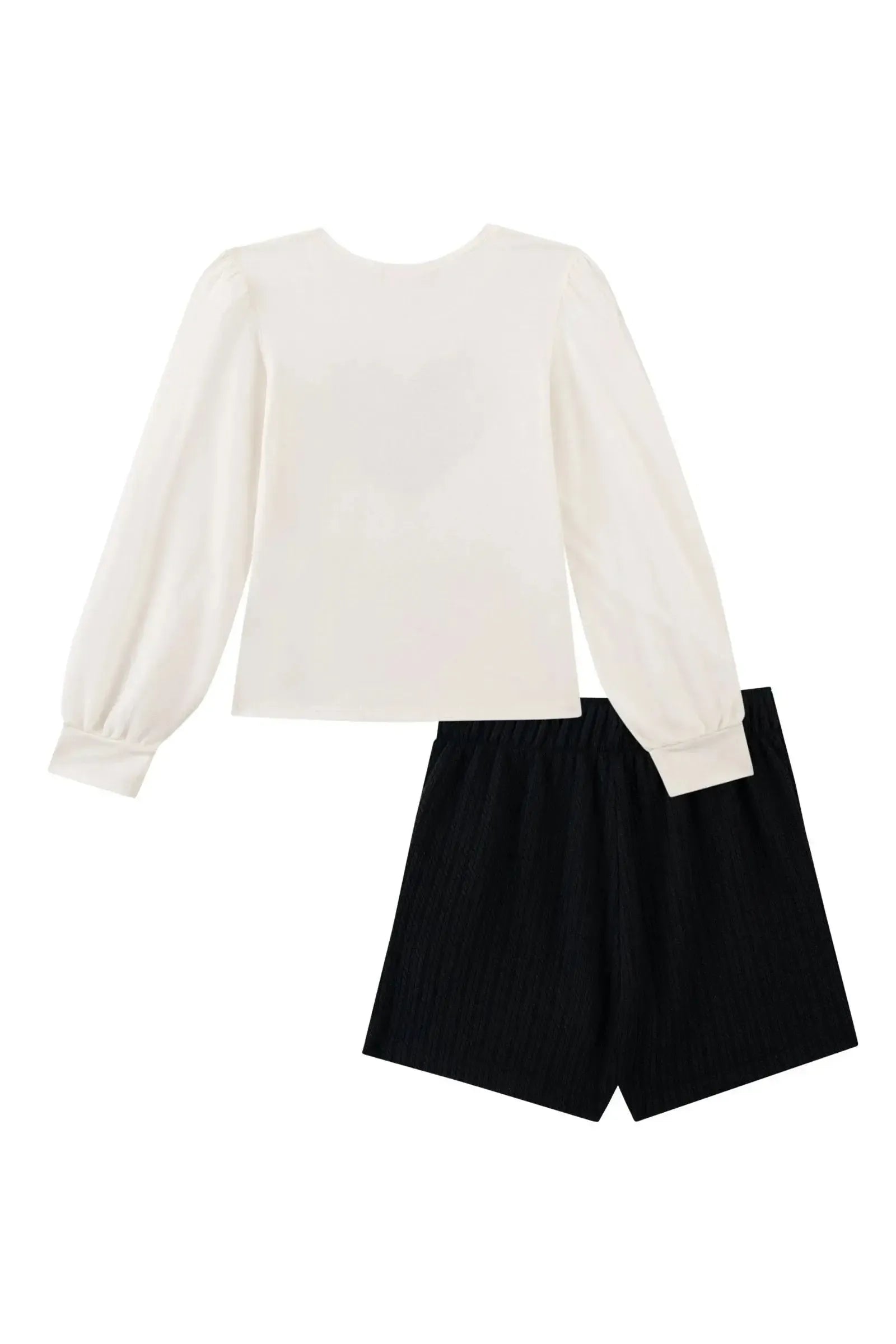 Conjunto de Blusa em Cotton e Tule com Elastano e Short Saia em Malha Jacquard Tricot 91813 Kukiê Infantil Menina