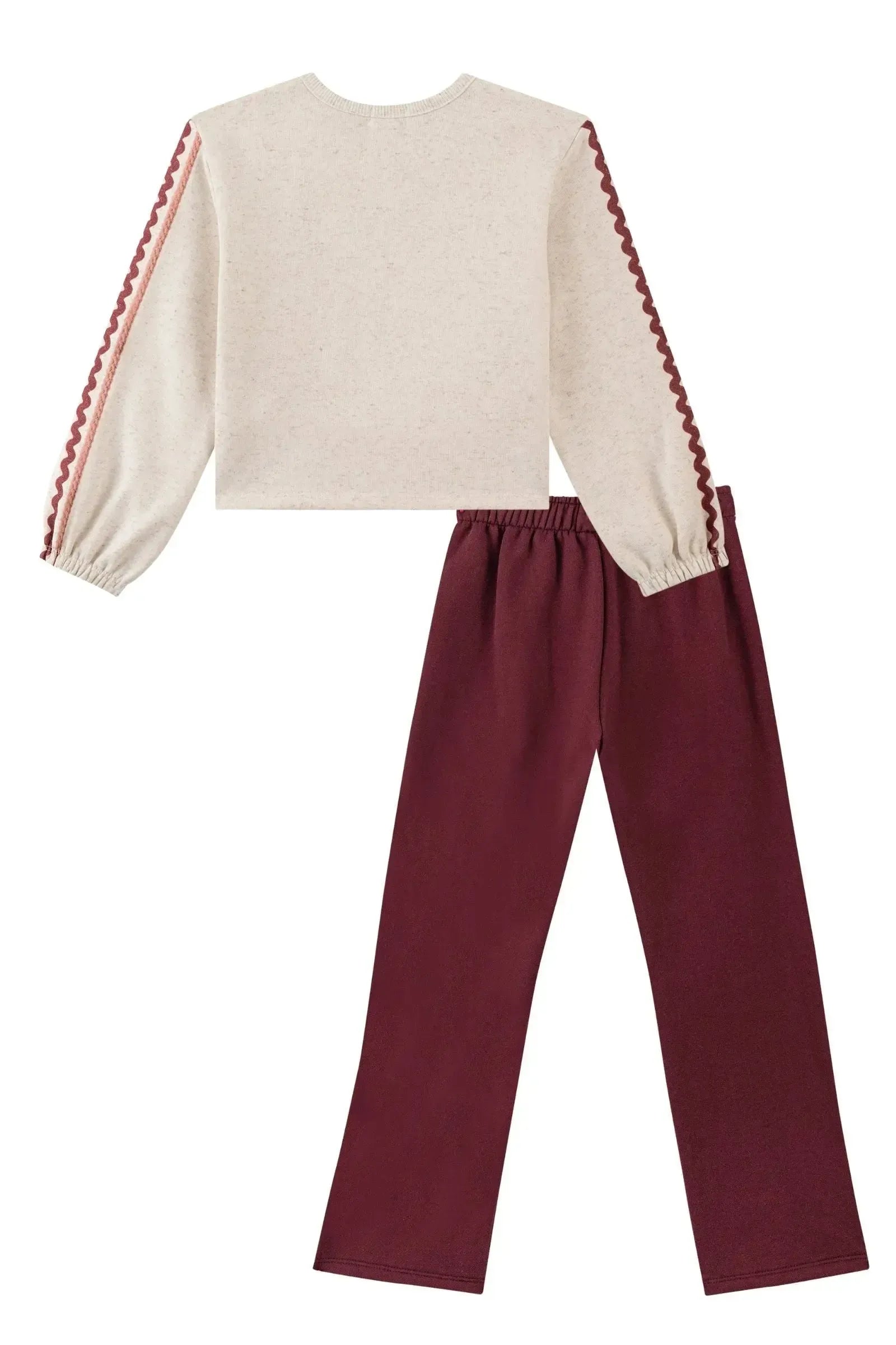 Conjunto de Blusão Boxy Over e Calça Reta em Moletom com Pelúcia 89889 Kukiê Infantil Menina