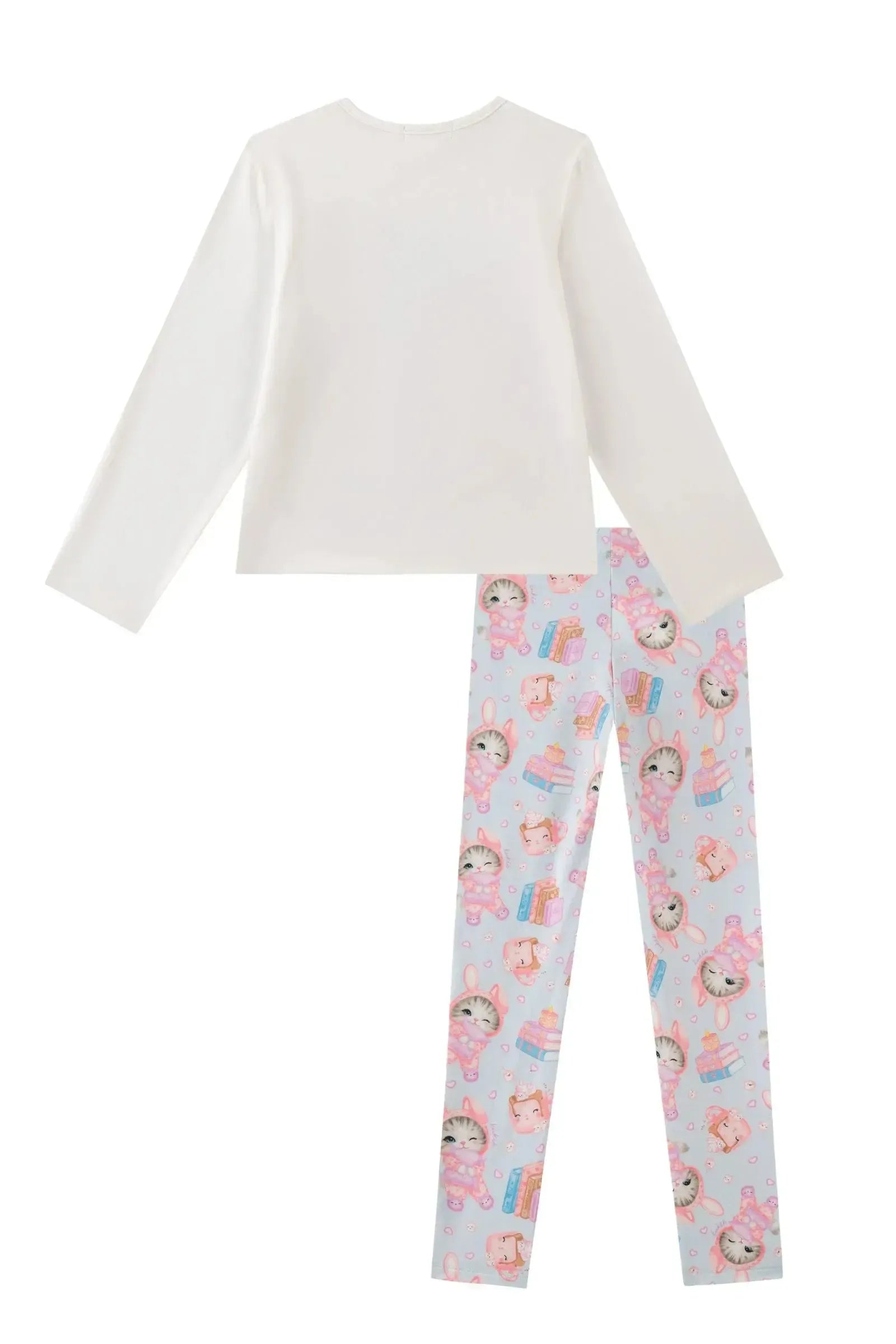 Conjunto de Pijama de Blusa e Calça em Malha Comfy 89279 Kukiê Infantil Menina