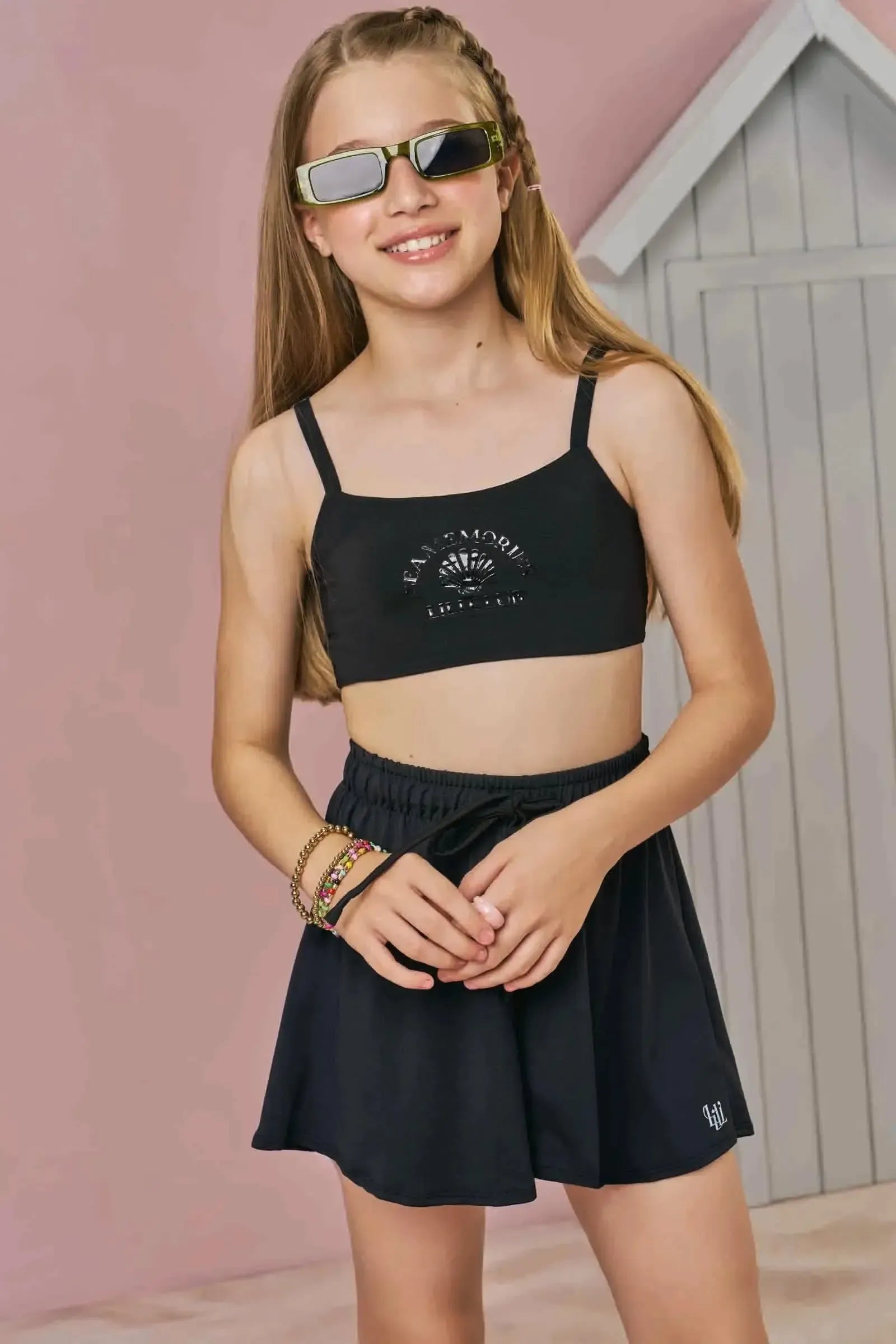 Conjunto de Biquíni com Top e Calcinha Tradicional em Malha UV Dry 50+ 89009 Lilimoon Teen Menina