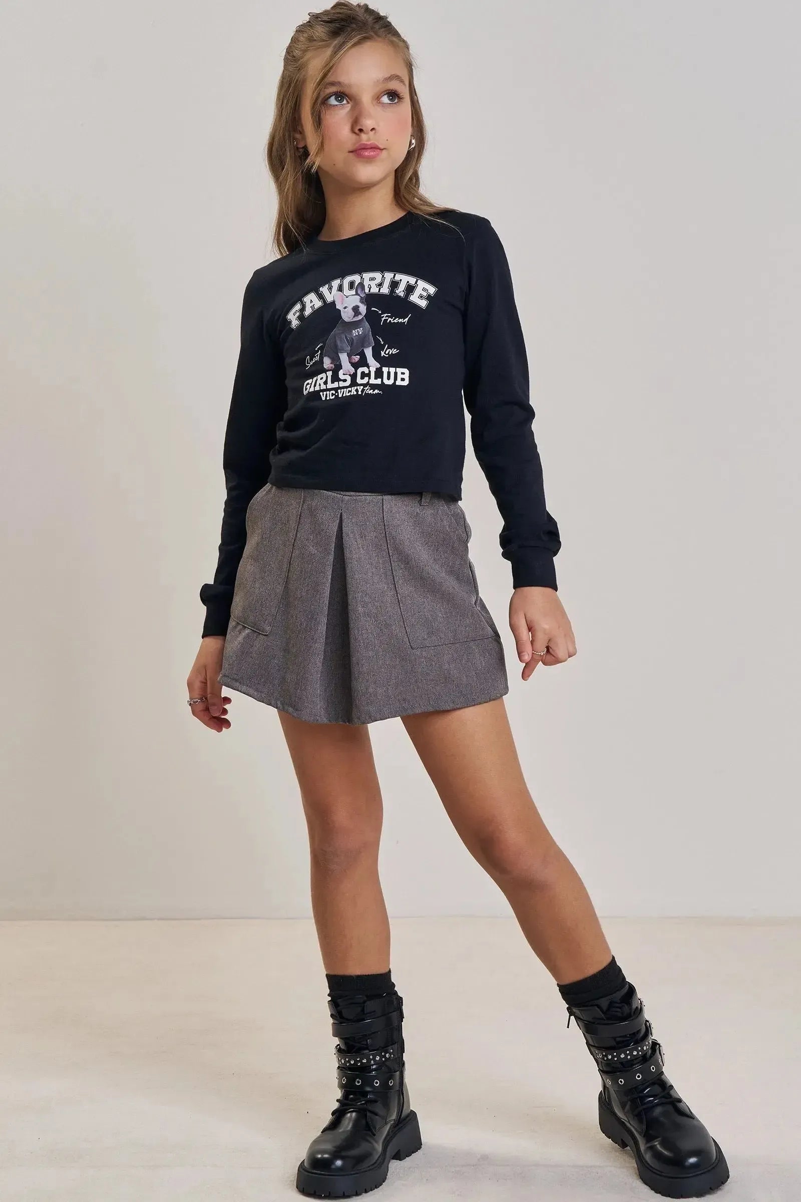 Camiseta Boxy Over em Meia Malha 89177 Vic&Vicky Teen Menina