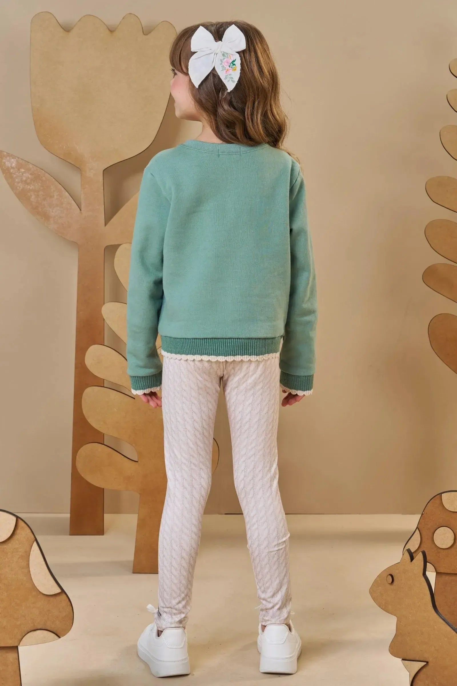 Conjunto de Blusão em Moletom com Pelúcia e Calça Legging em Termoskin Peluciado 89420 Infanti Infantil Menina