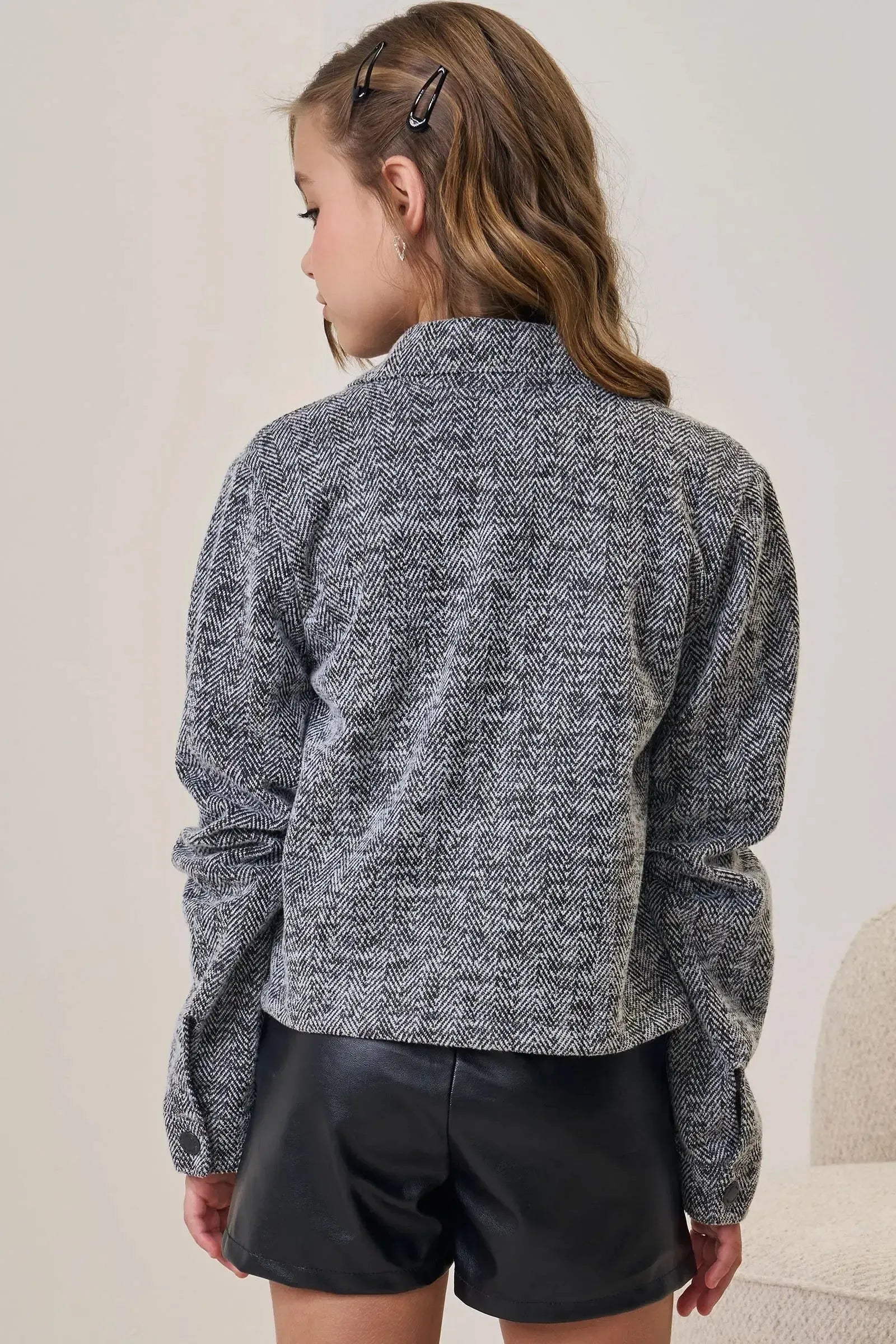 Jaqueta Boxy em Tweed 89426 Vic&Vicky Teen Menina