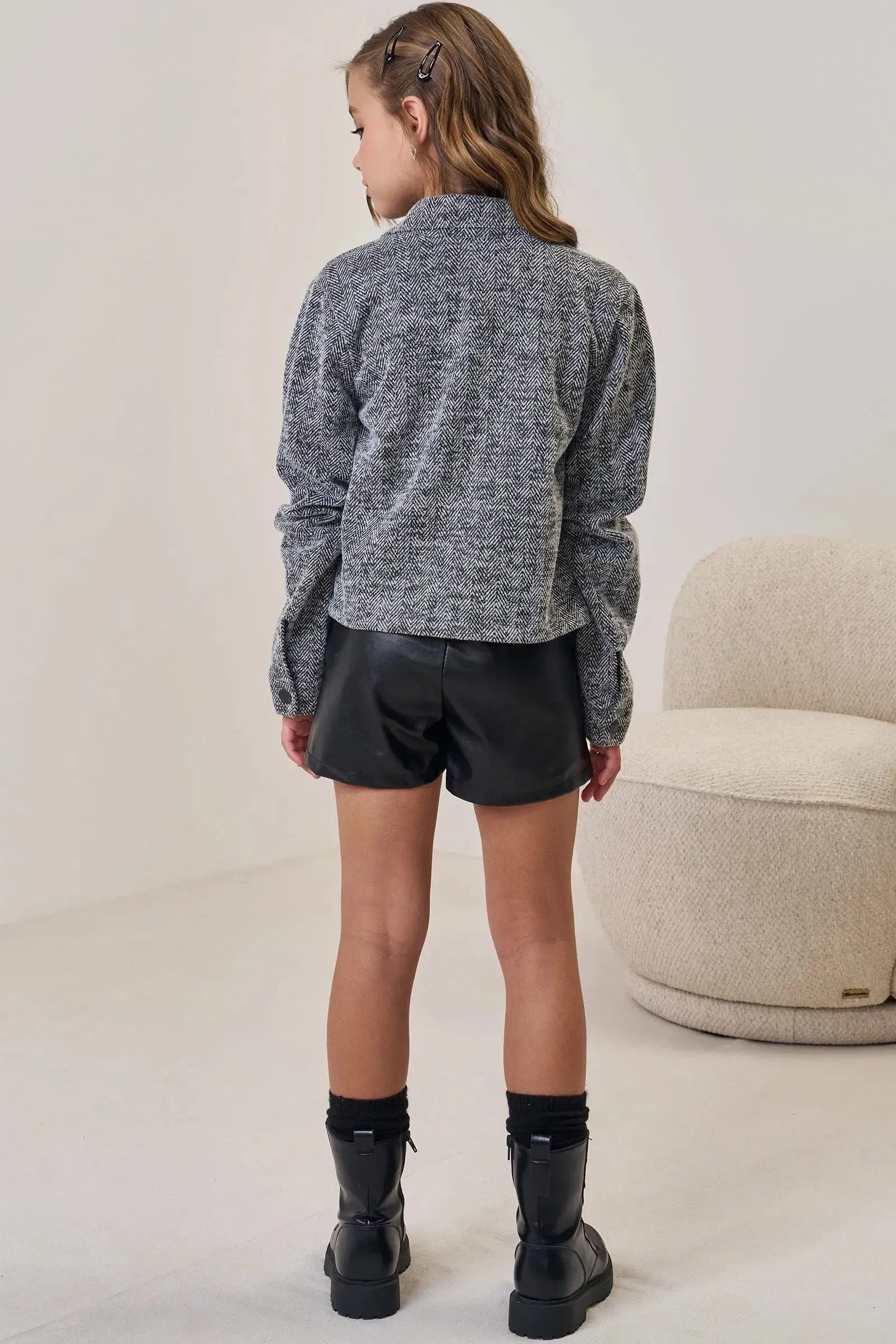 Jaqueta Boxy em Tweed 89426 Vic&Vicky Teen Menina