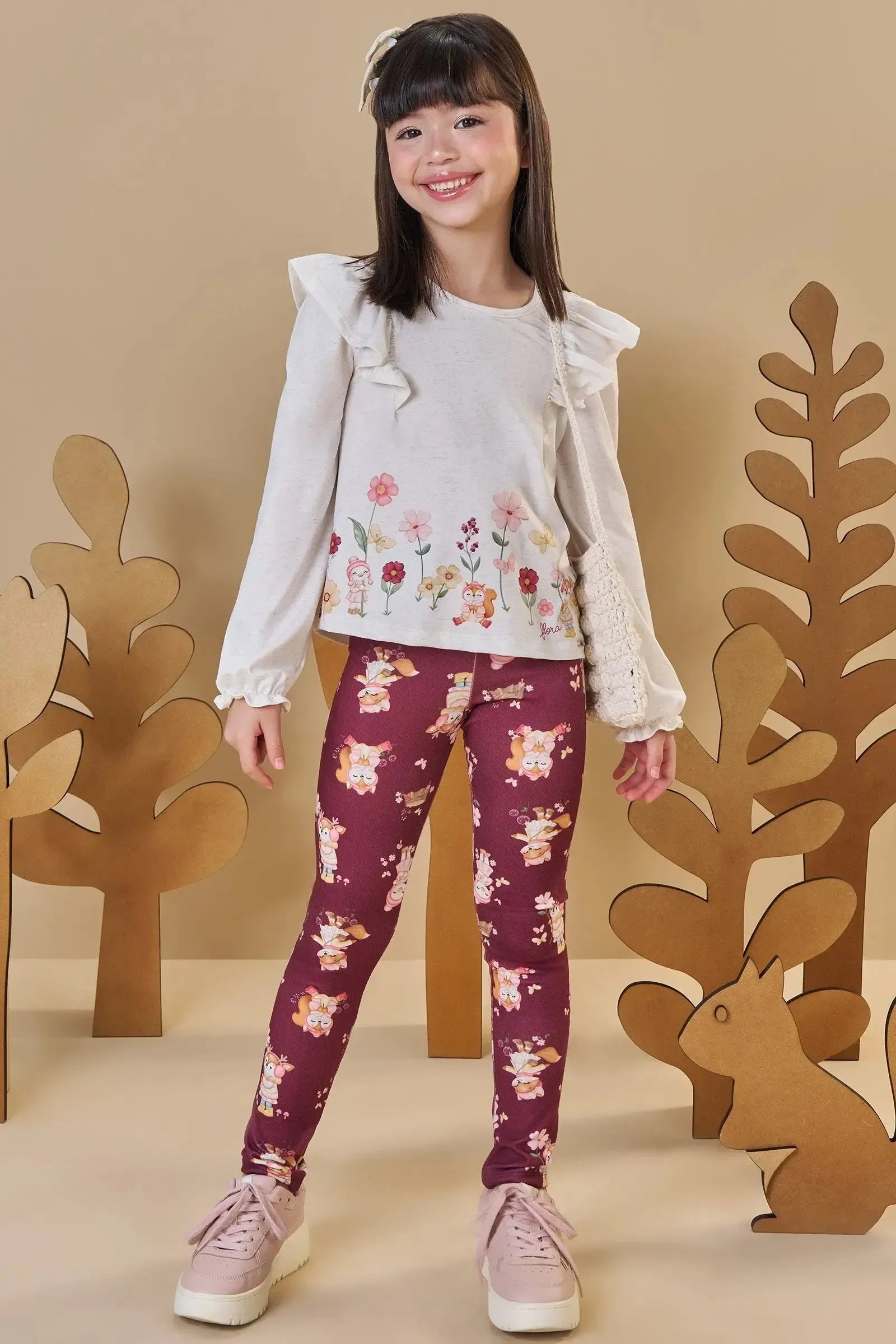 Conjunto de Bata em Malha Comfy Linho com Calça Legging em Malha Power 89432 Infanti Infantil Menina