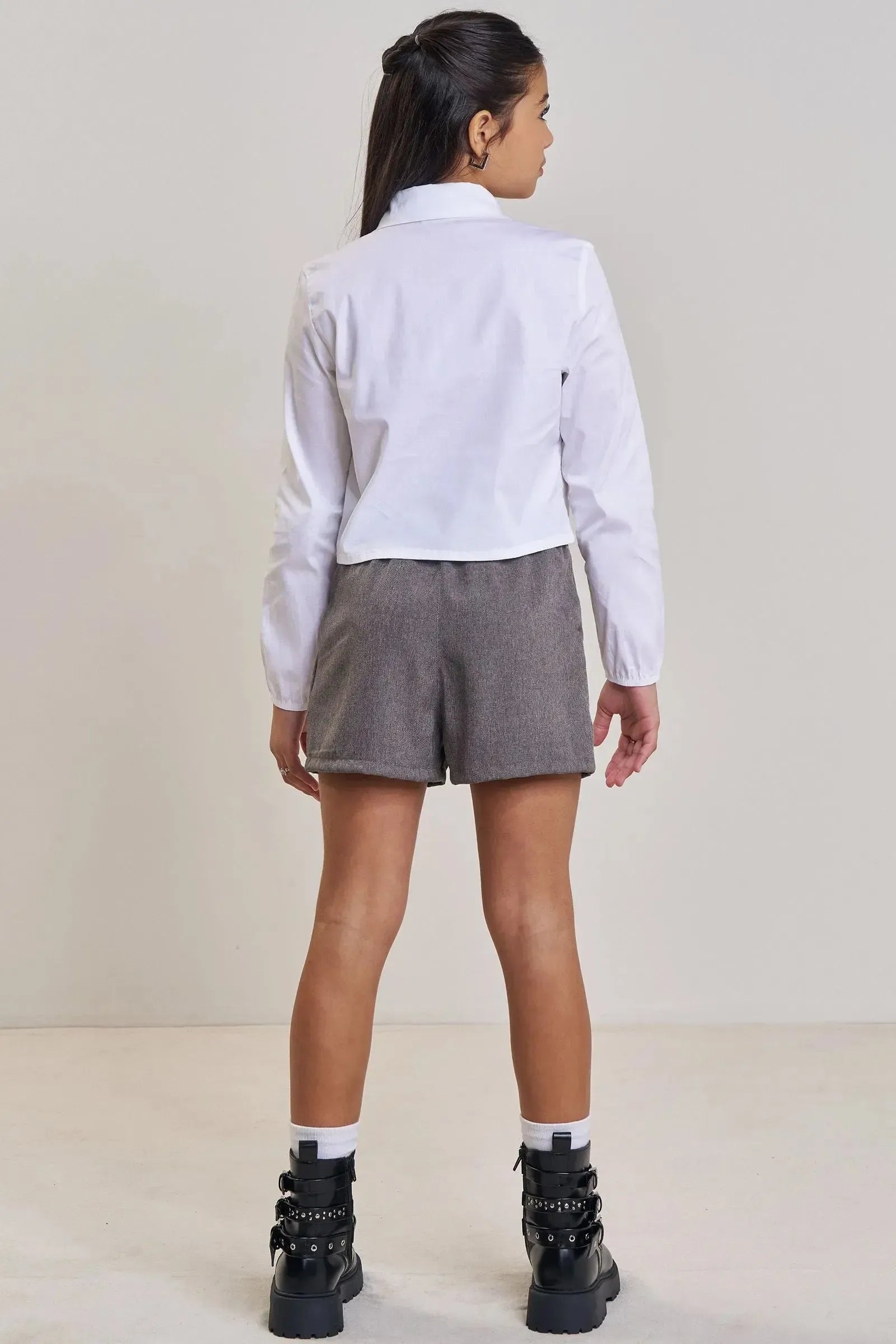 Conjunto de Camisa em Tricoline com Elastano e Shorts em Alfaiataria Stella 89451 Vic&Vicky Teen Menina