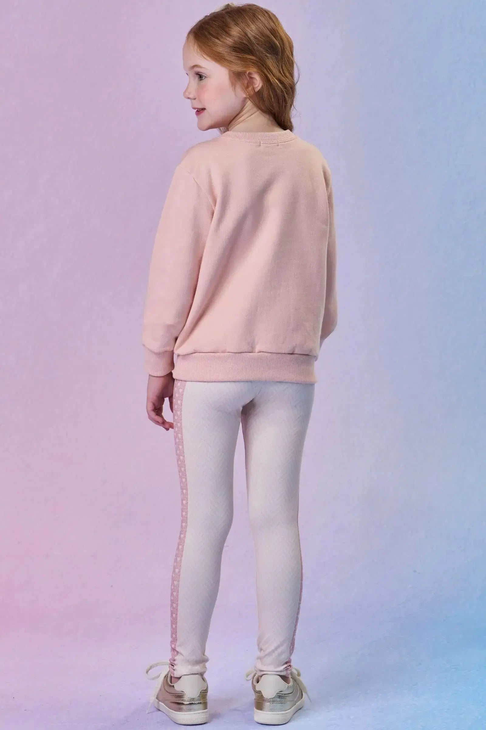 Conjunto de Blusão em Moletom com Pelúcia e Calça Legging em Termoskin Peluciado 89751 Infanti Infantil Menina