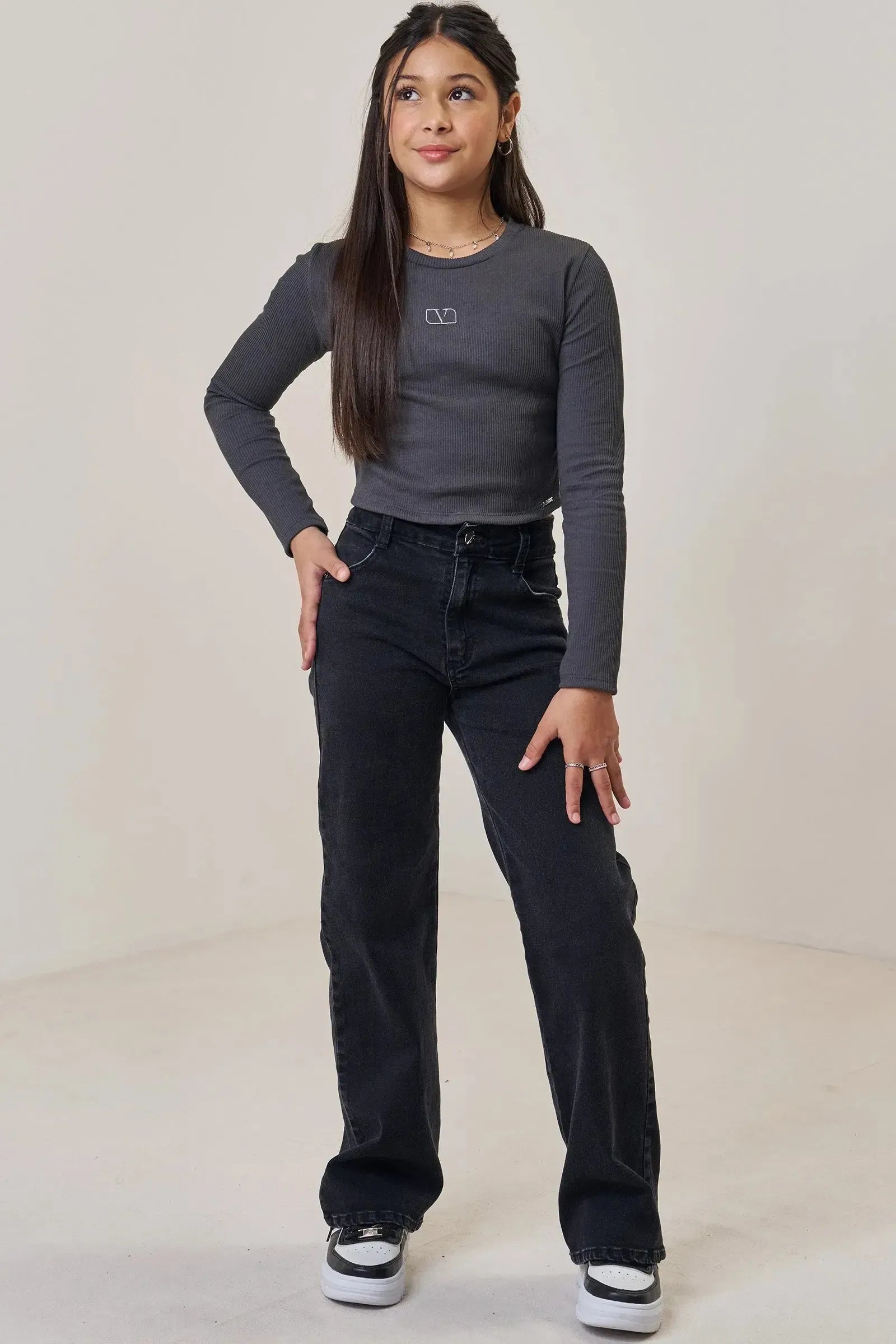 Calça Wide Leg em Jeans com Elastano 90188 Vic&Vicky Teen Menina