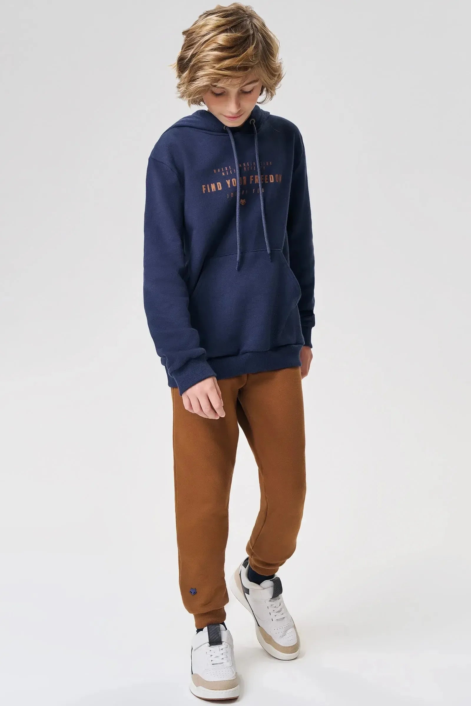 Conjunto de Blusão e Calça Jogger em Moletom com Pelúcia 90301 Johnny Fox Teen Menino