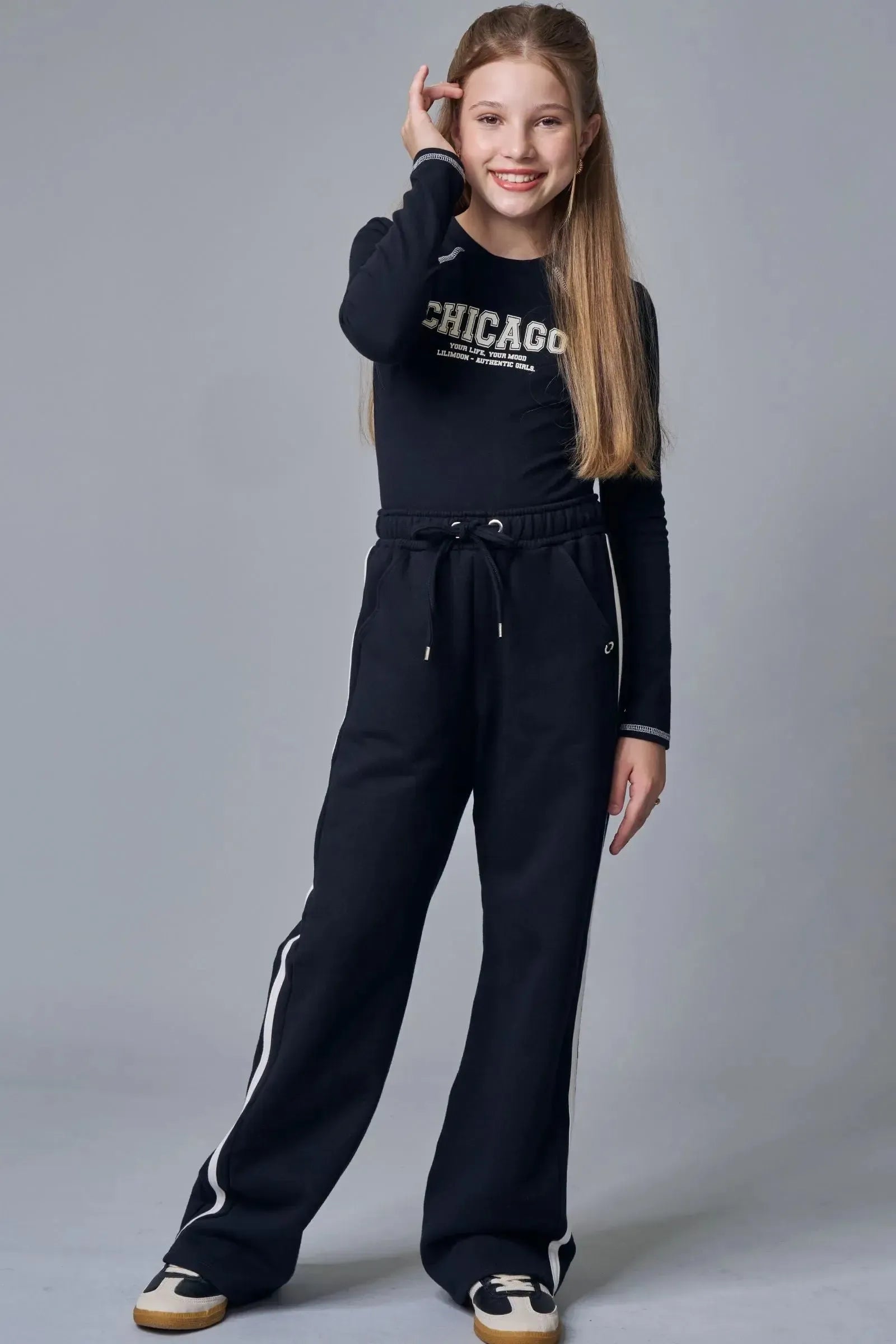 Calça Wide Leg em Moletom sem Pelúcia 90443 Lilimoon Teen Menina