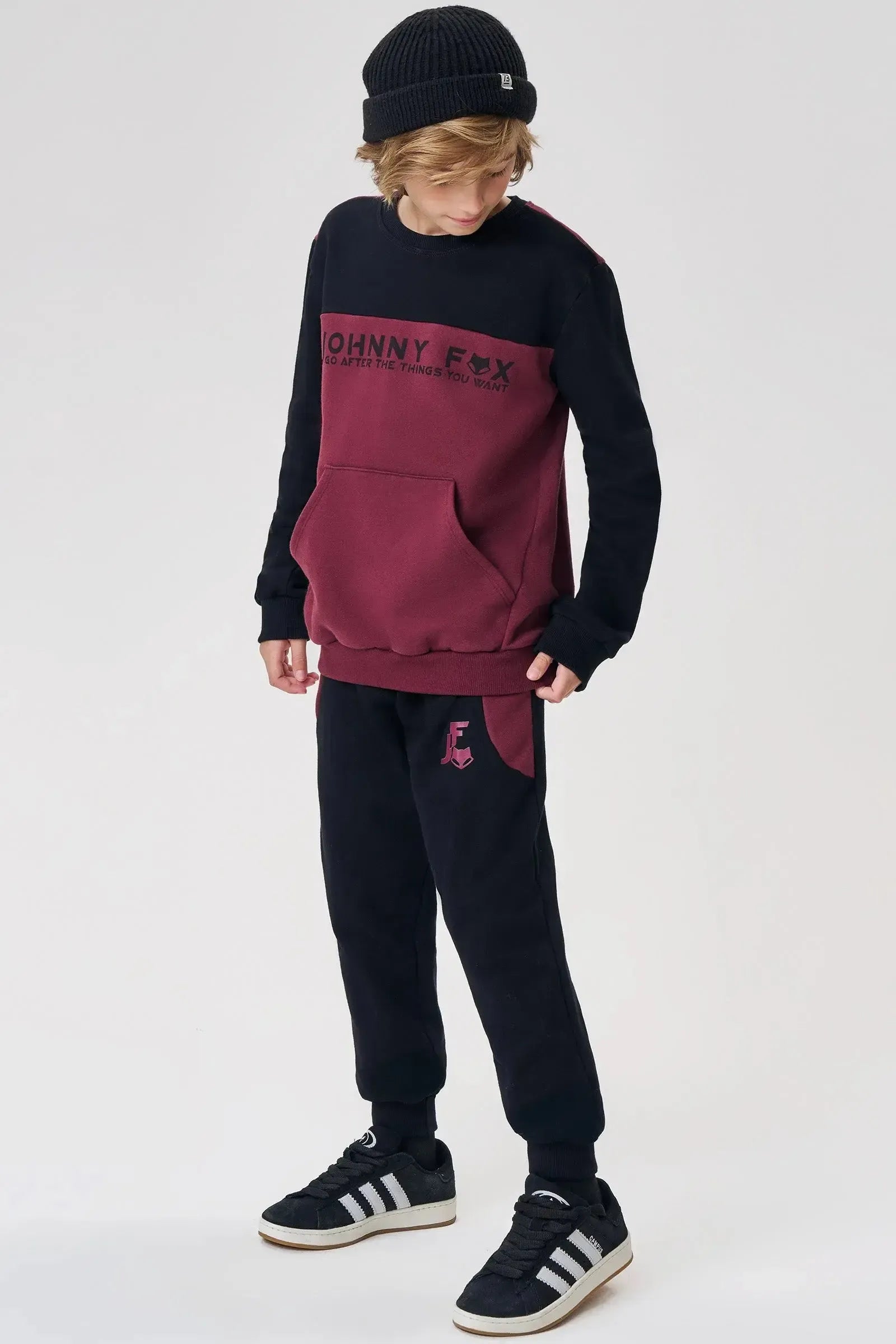 Conjunto de Blusão e Calça Jogger em Moletom com Pelúcia 90475 Johnny Fox Teen Menino