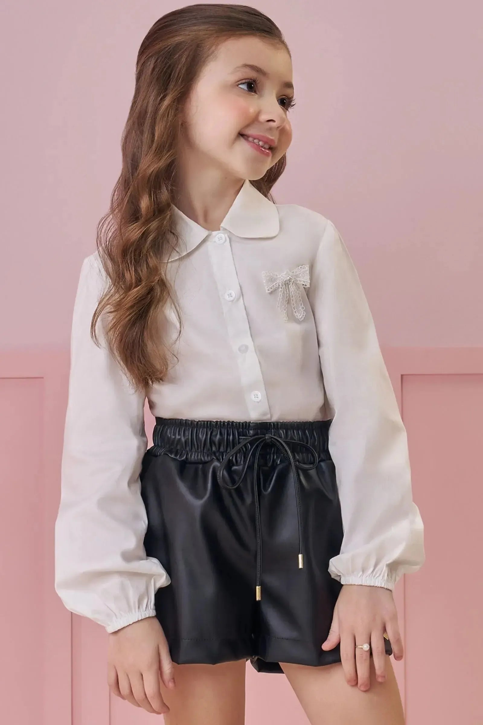 Camisa em Tricoline com Elastano 91811 Kukiê Infantil Menina