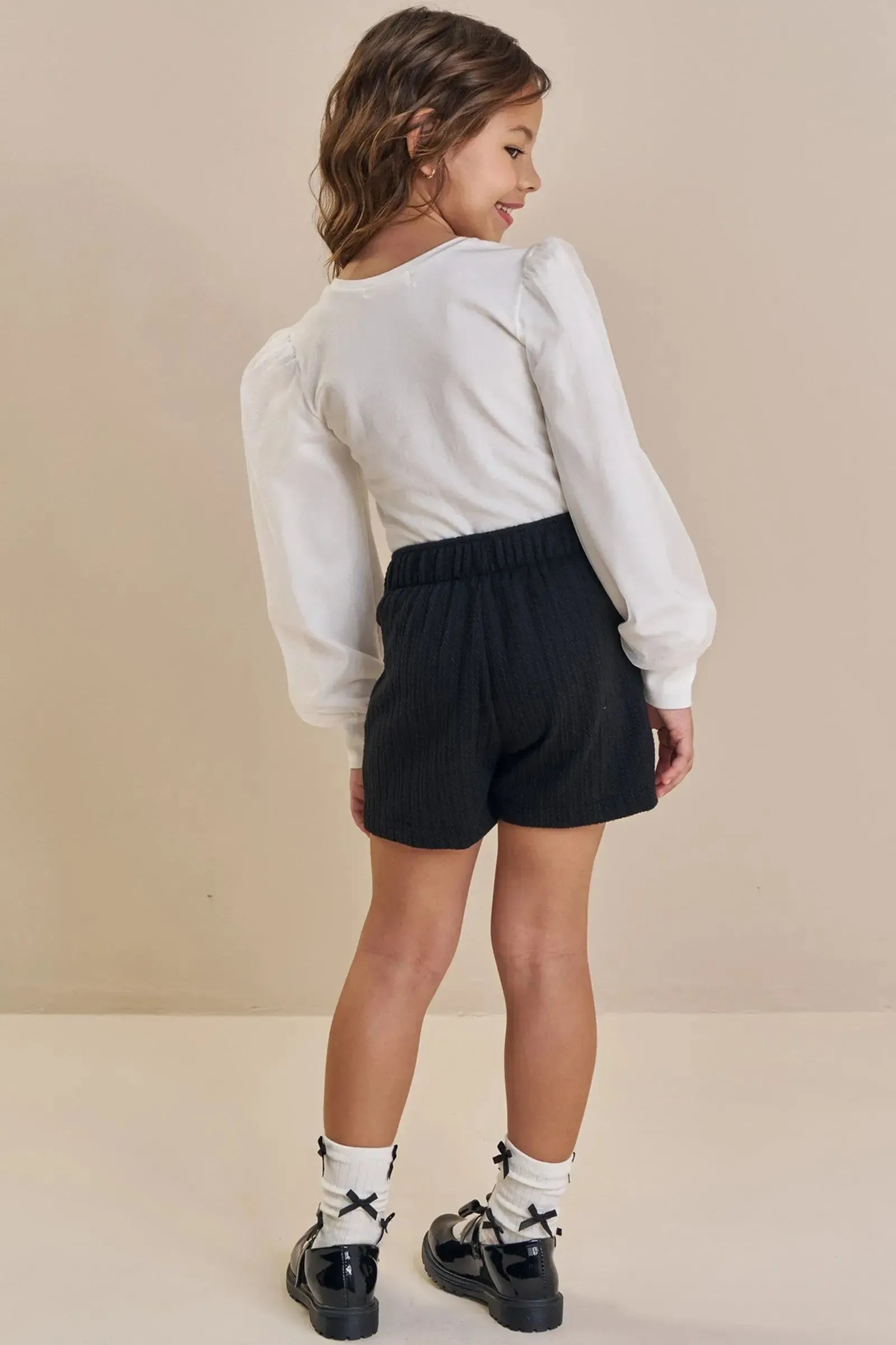 Conjunto de Blusa em Cotton e Tule com Elastano e Short Saia em Malha Jacquard Tricot 91813 Kukiê Infantil Menina