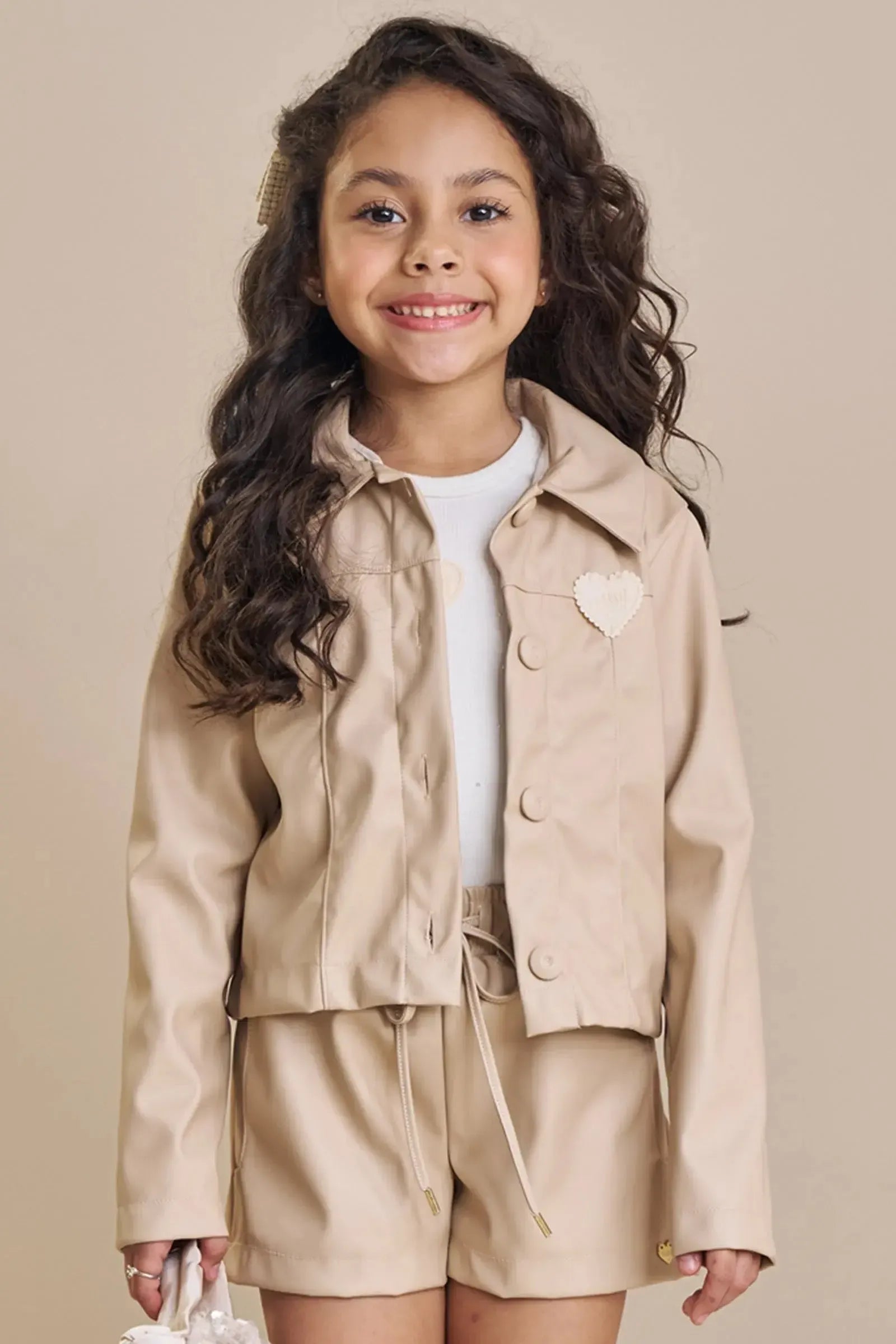 Jaqueta Boxy em Couro Eco 91866 Kukiê Infantil Menina