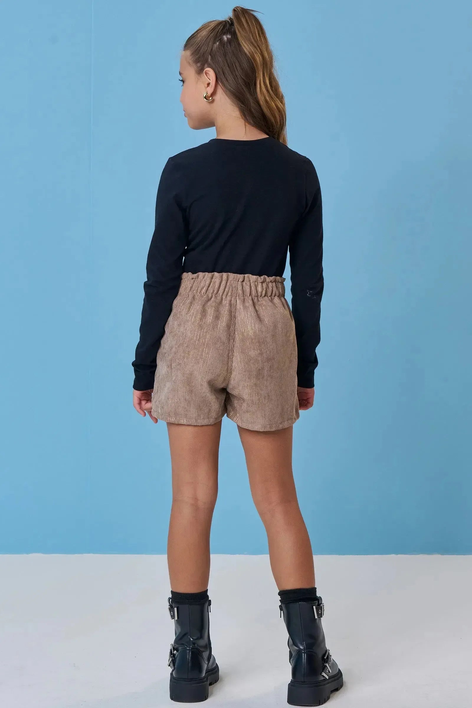 Conjunto de Blusa em Cotton e Shorts em Veludo Cotelê Gold 91977 Vic&Vicky Teen Menina