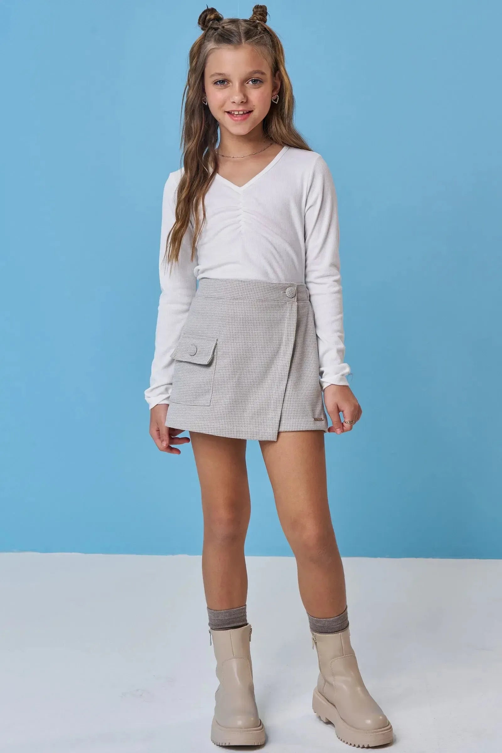 Short Saia em Flanela Versalhes 92009 Vic&Vicky Teen Menina