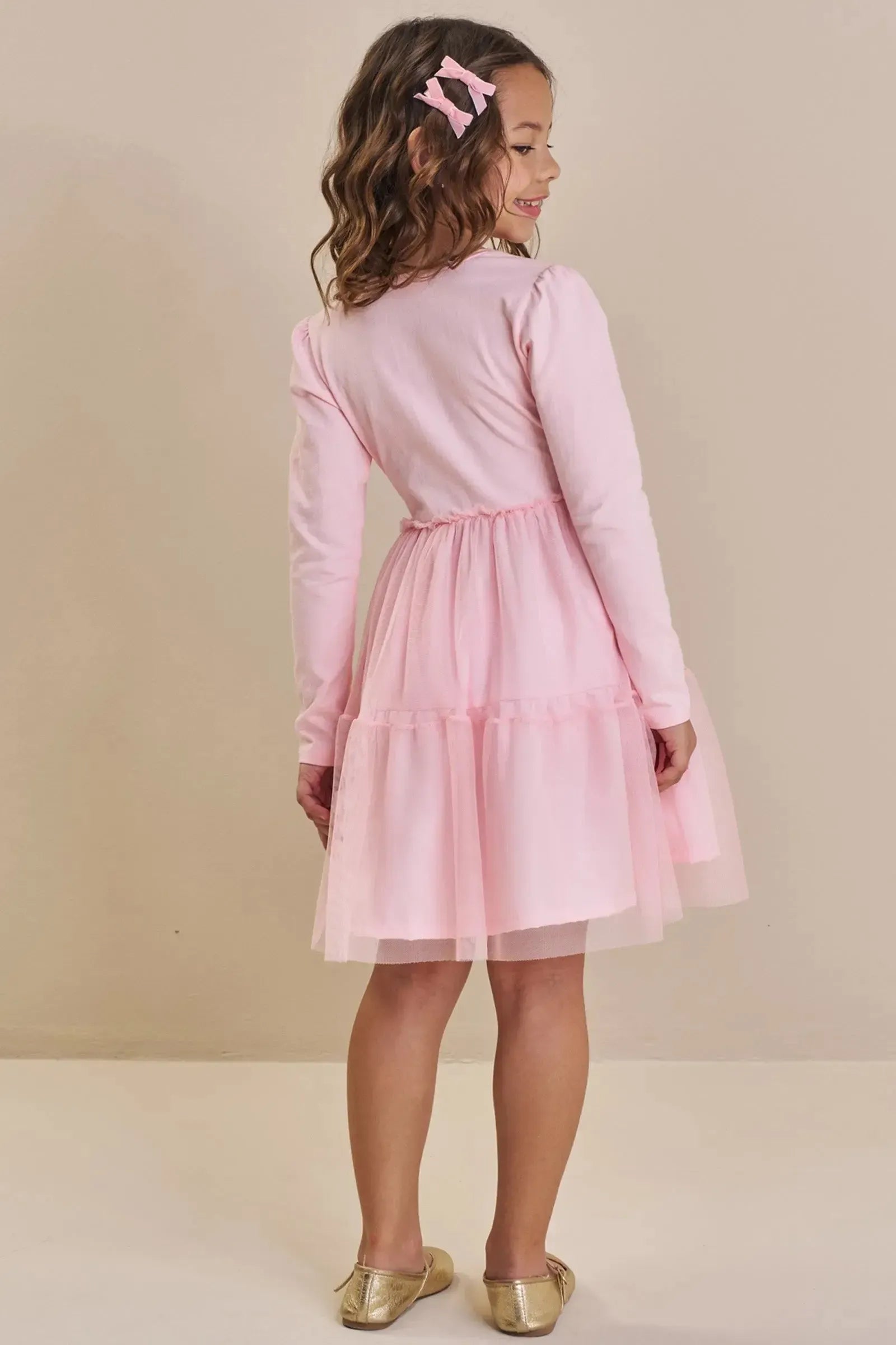 Vestido em Cotton e Tule com Elastano 92154 Kukiê Infantil Menina